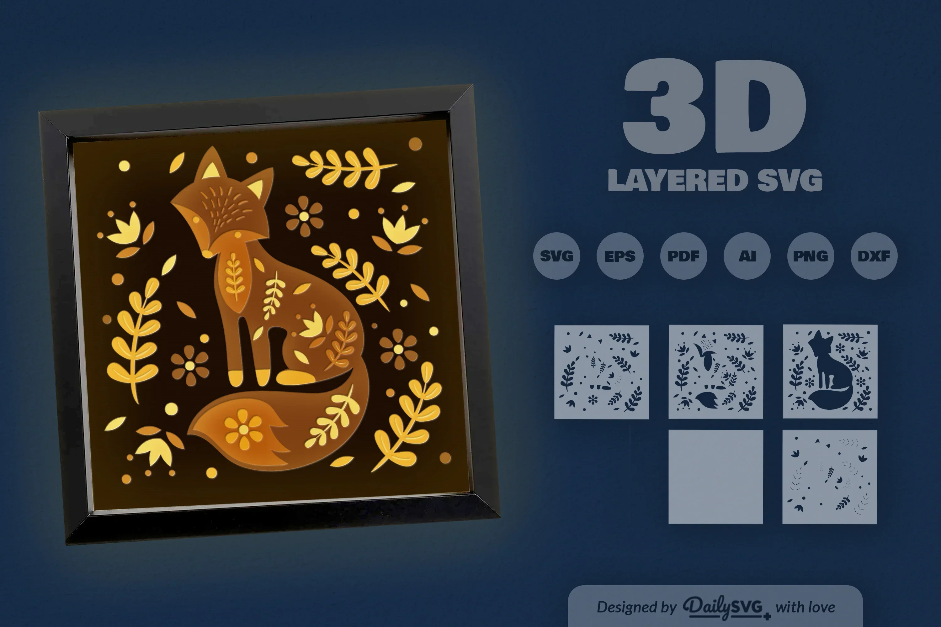 Fox Folk Art Papercut SVG Bundle - Image 3