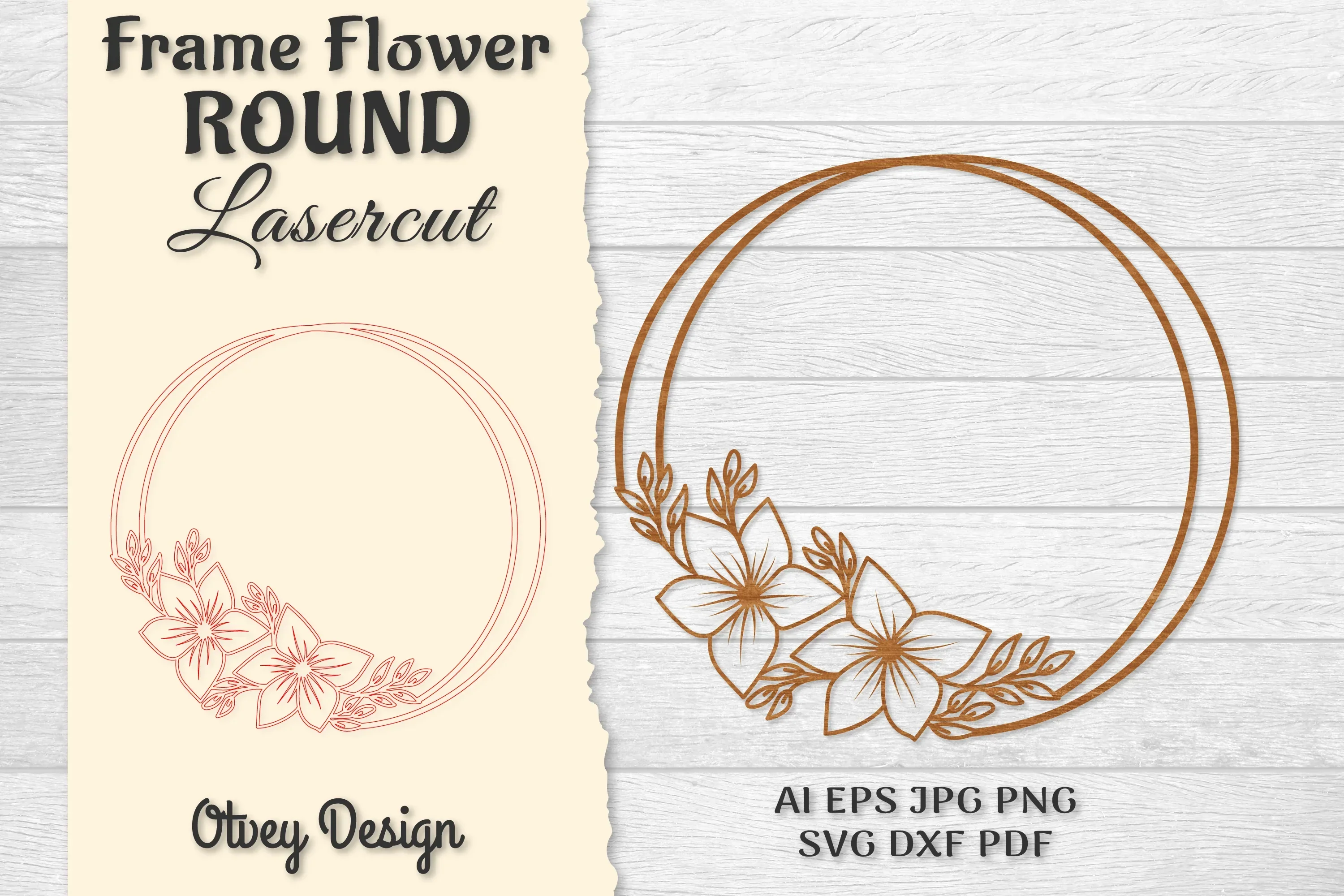 Frame Flower Round Lasercut SVG Bundle