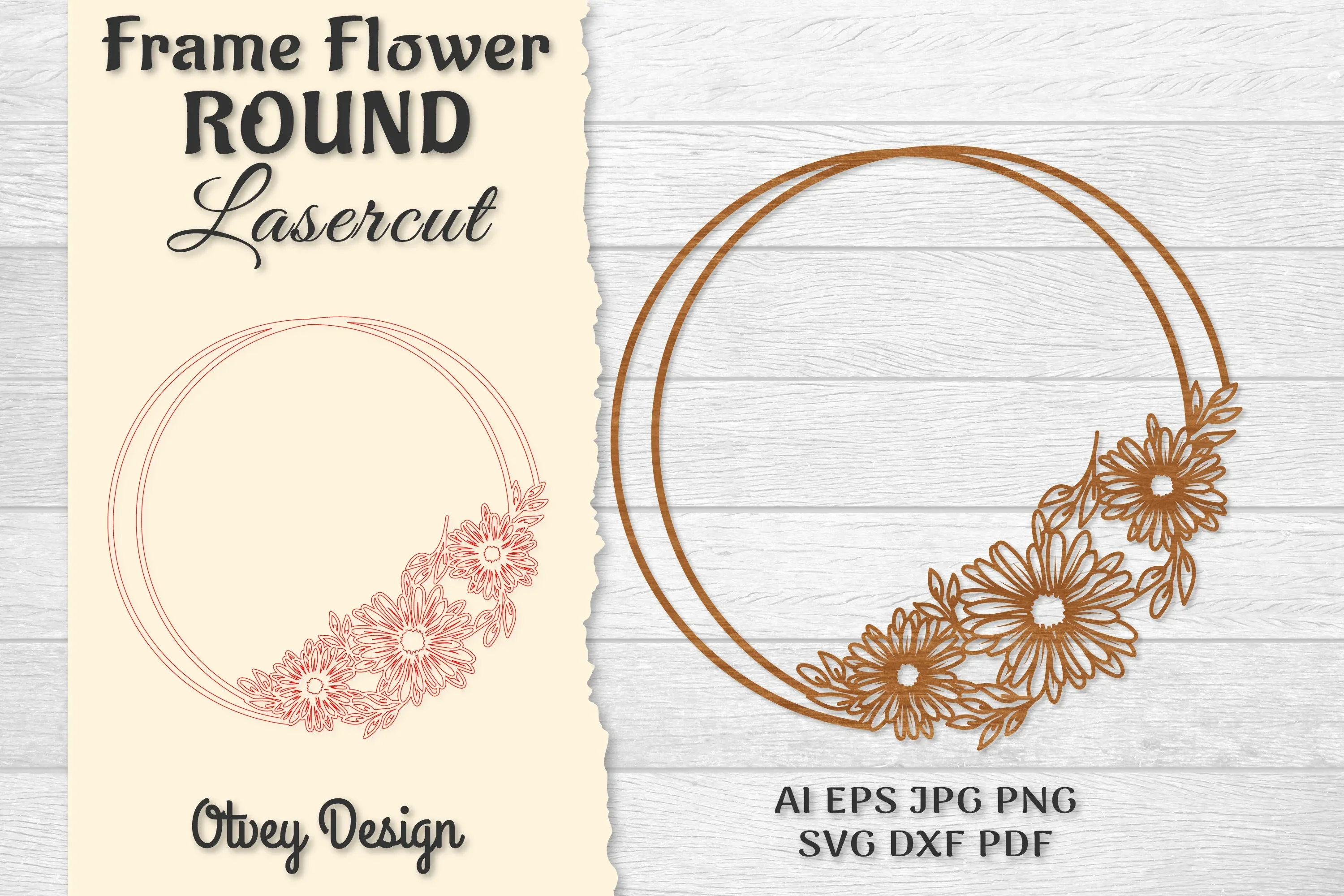 Frame Flower Round Lasercut SVG Bundle