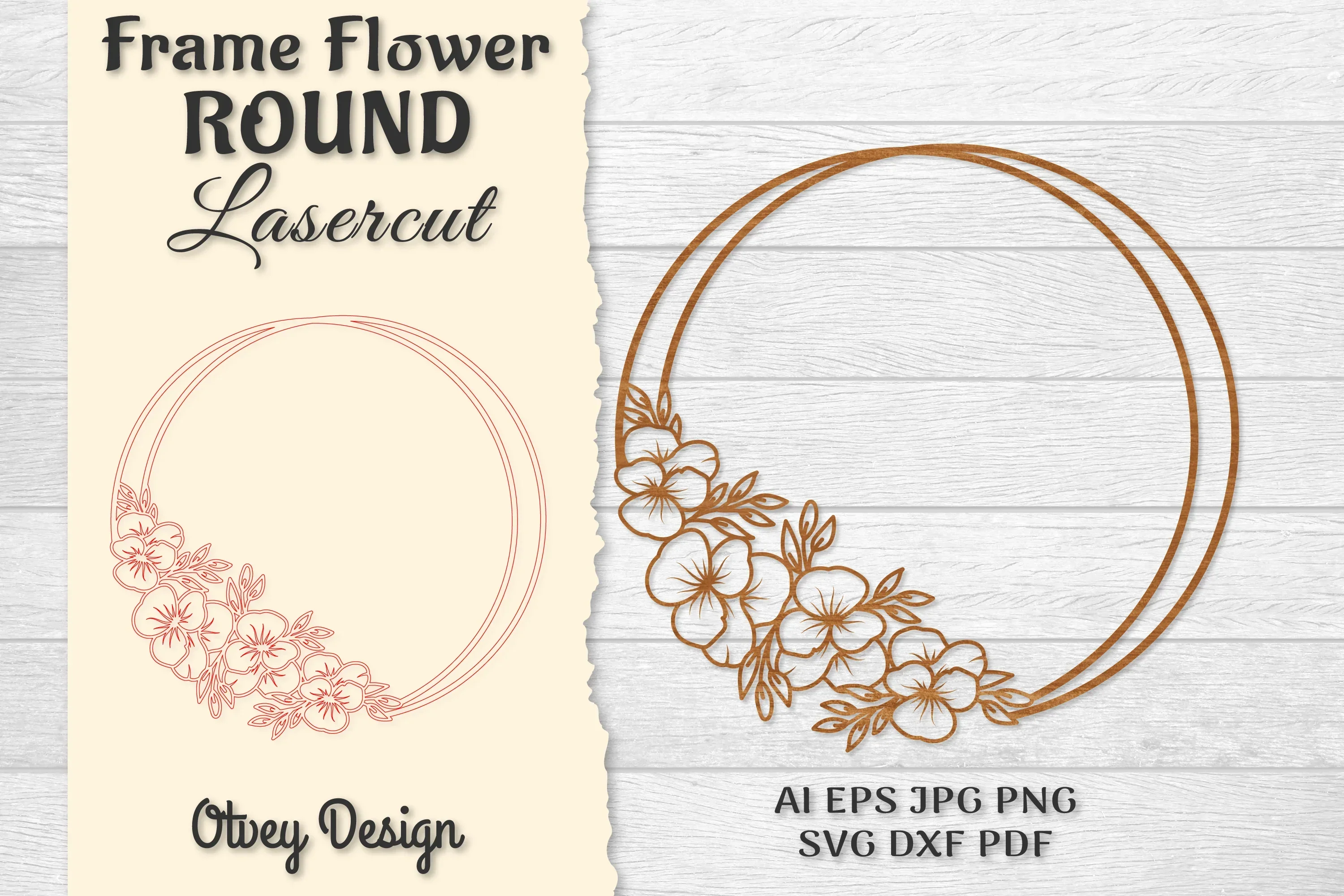 Frame Flower Round Lasercut SVG Bundle