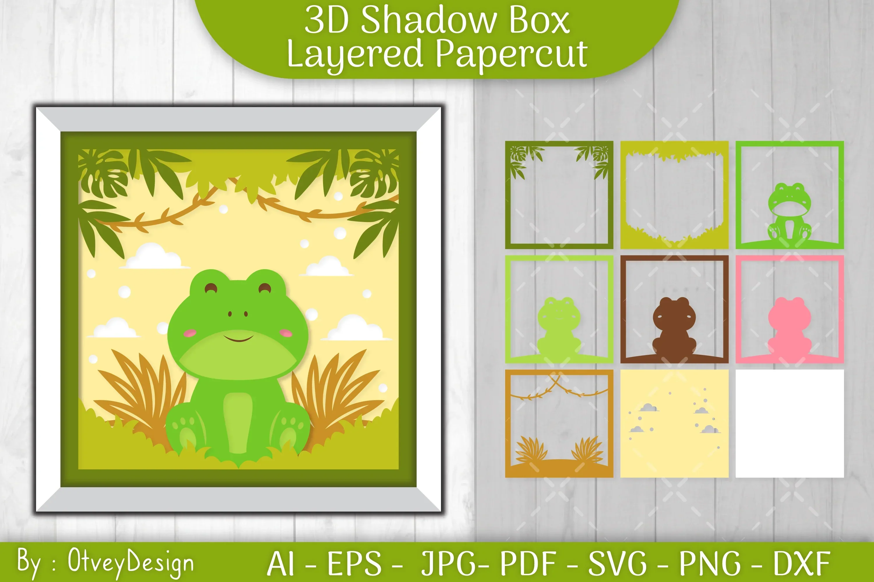 Frog Animals Shadow Box Layered Papercut SVG Bundle - Image 2
