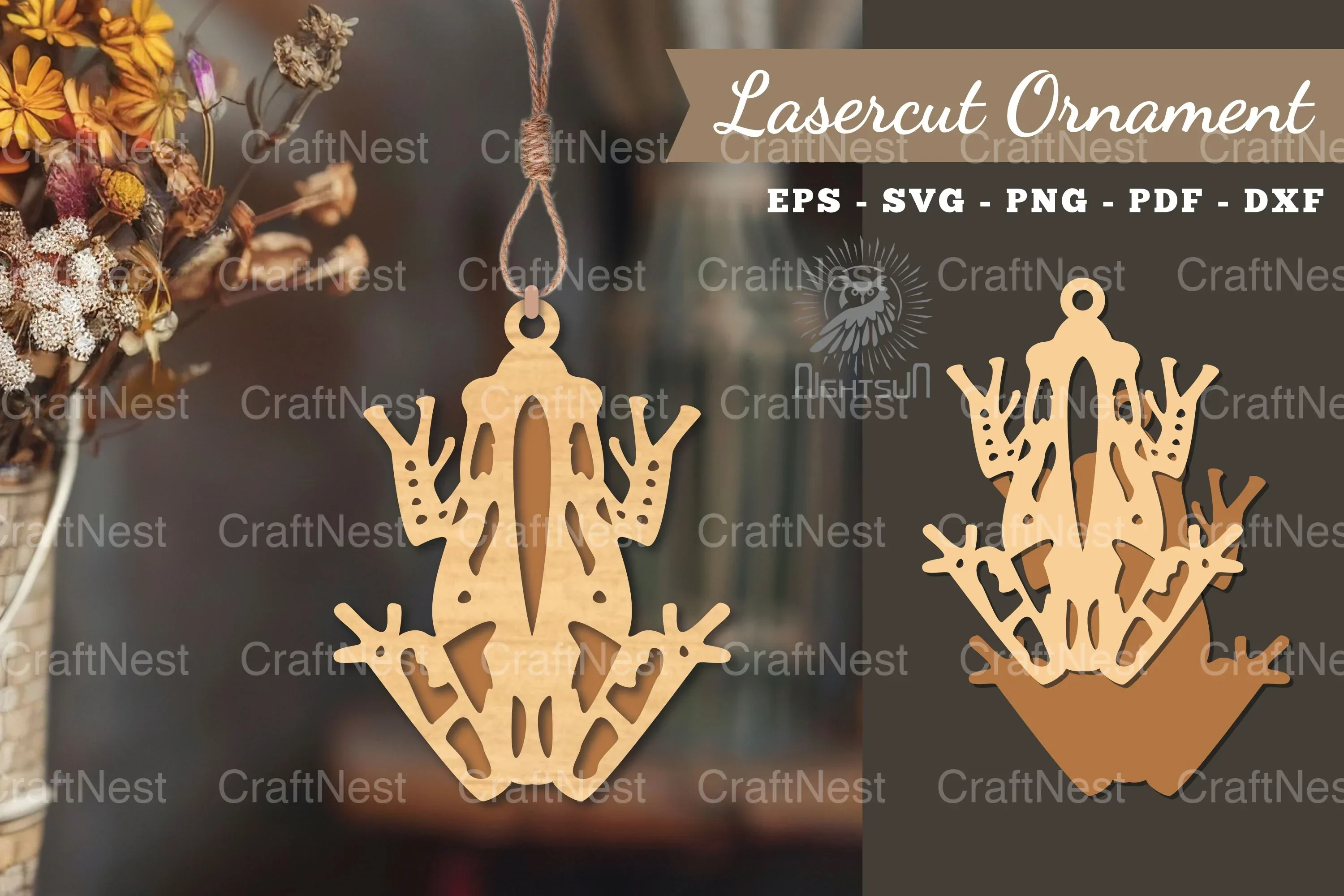 Frog Laser Cut Ornament Clipart Bundle