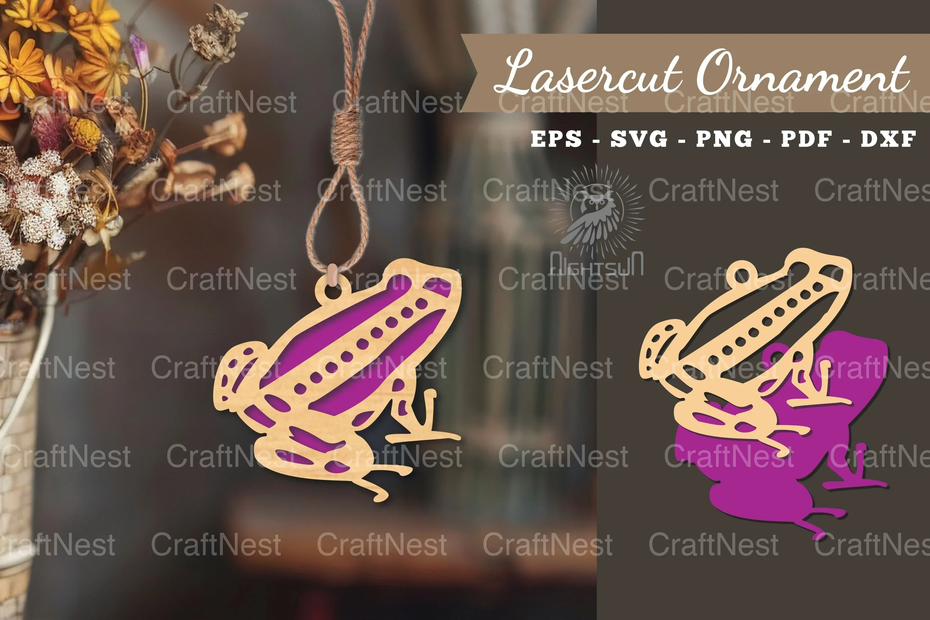 Frog Laser Cut Ornament Clipart Bundle