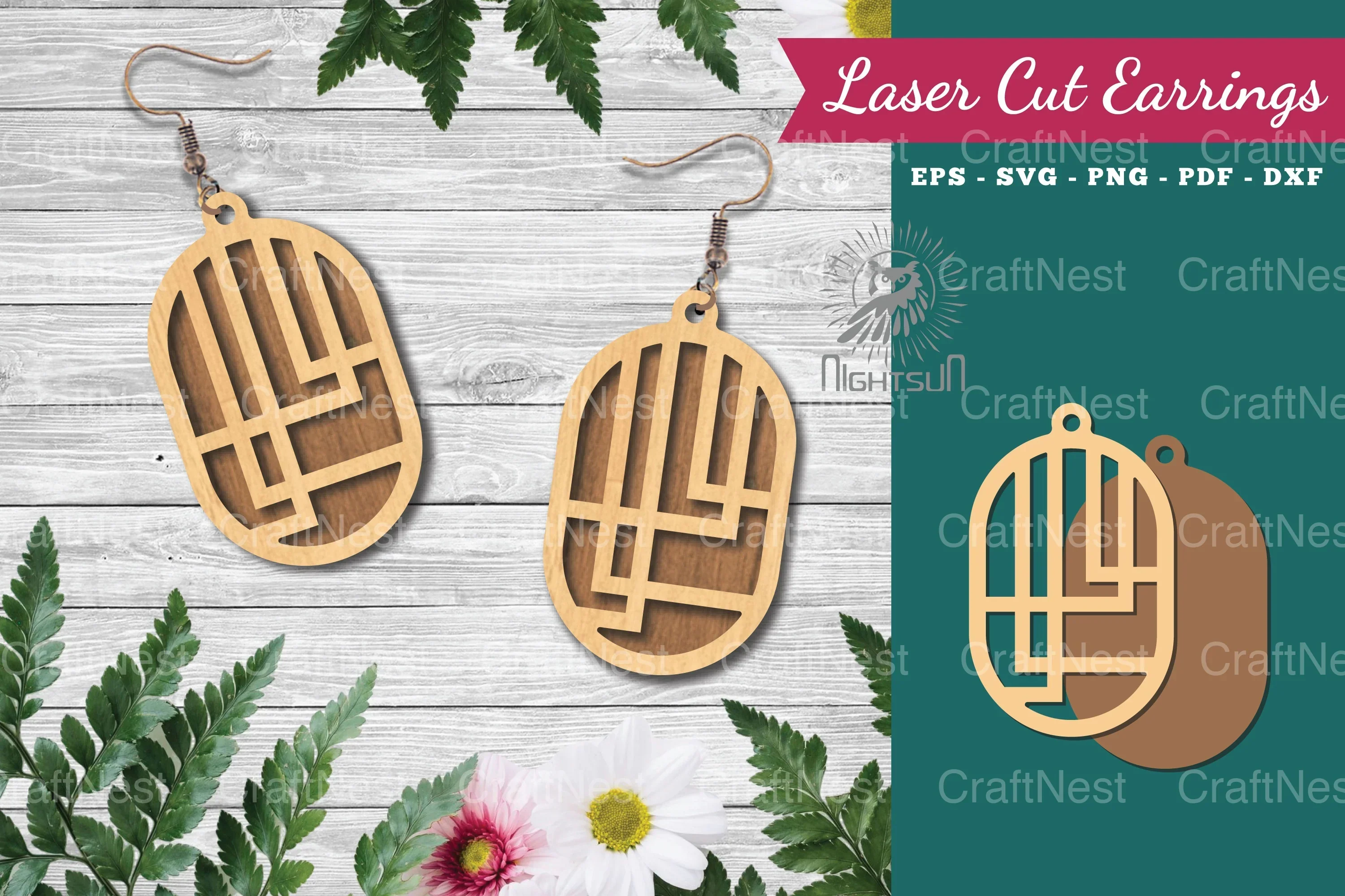 Geometric Laser Cut Earrings Clipart Bundle