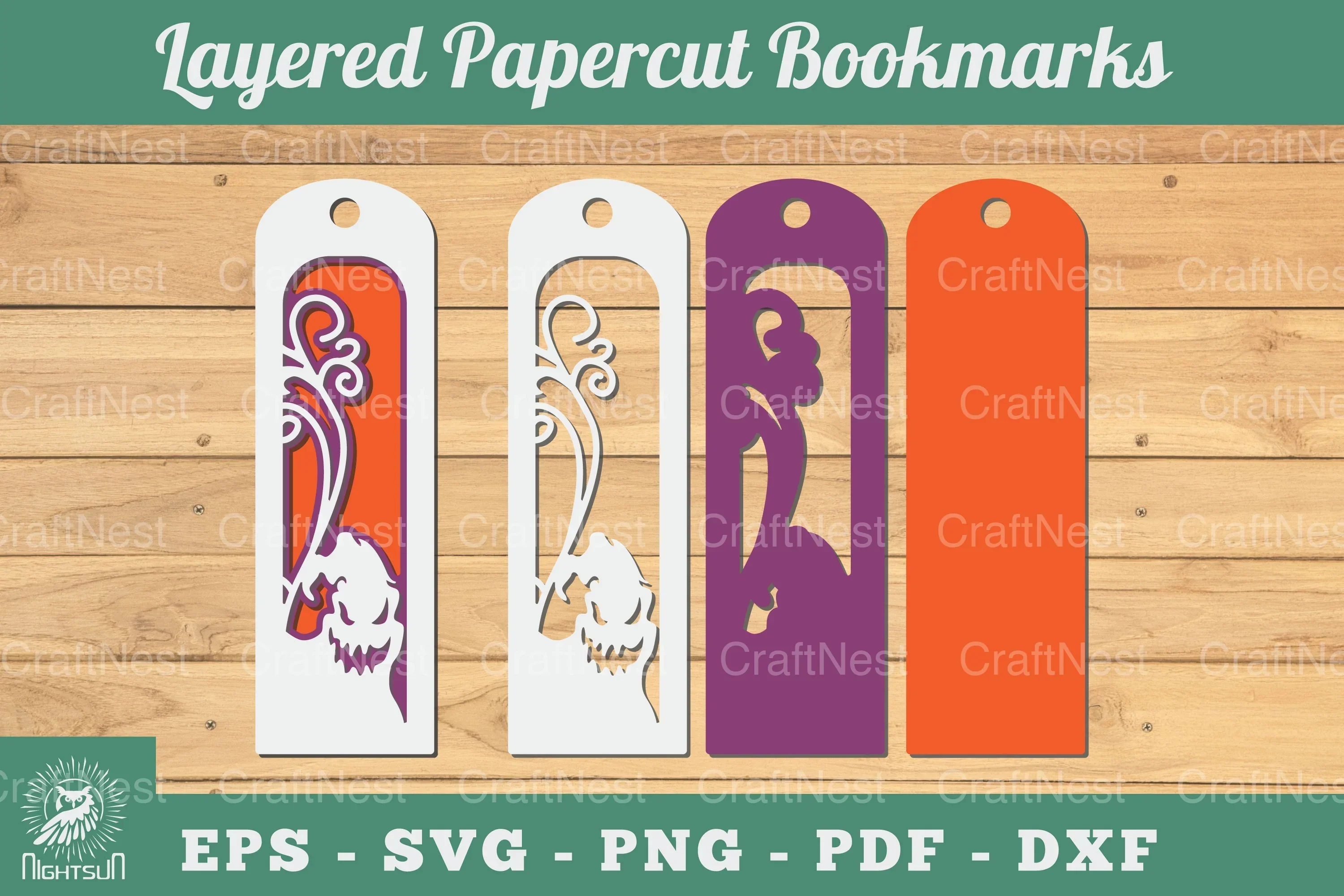 Ghost 3D Papercut Bookmarks Clipart Bundle