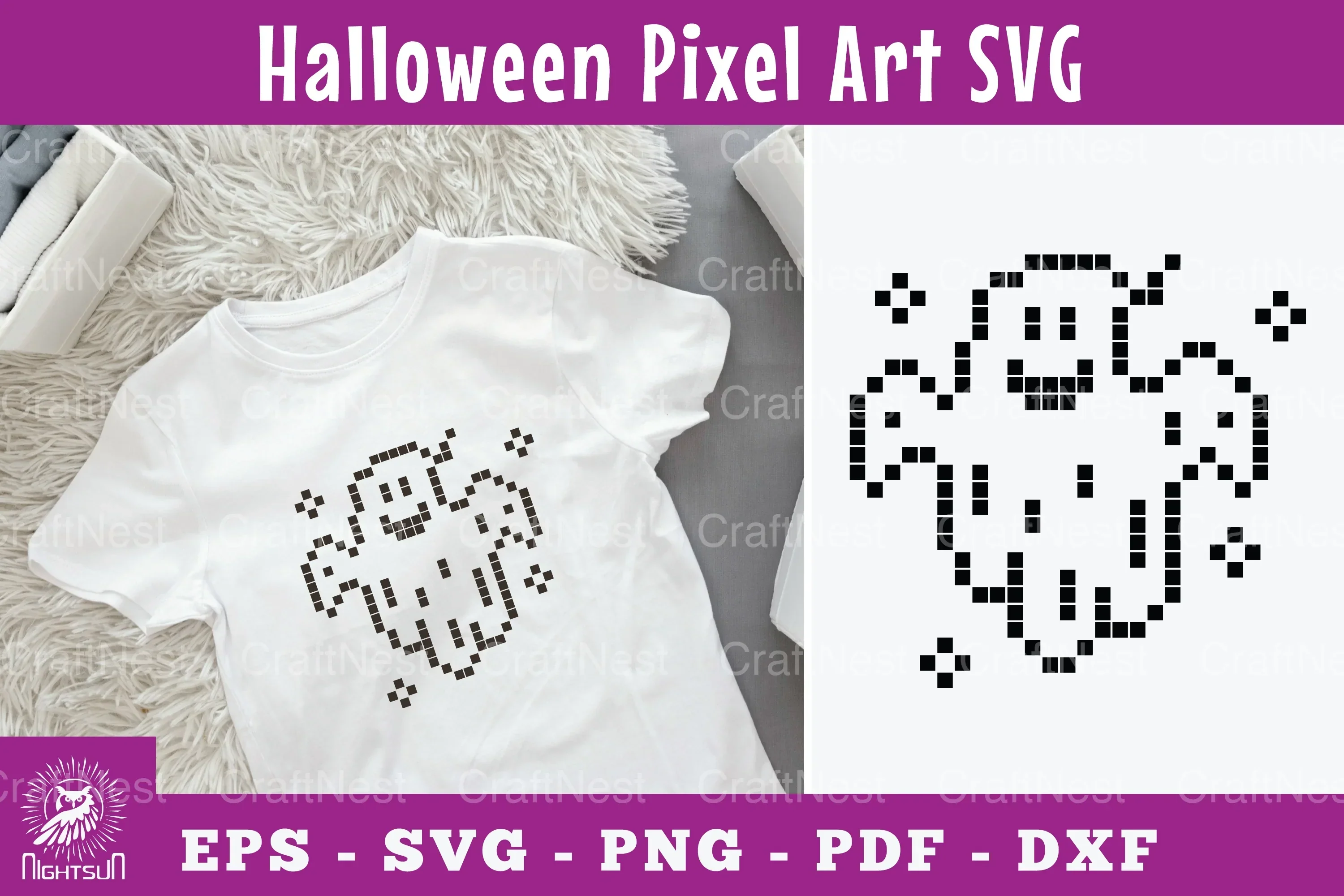 Ghost Pixel Art Clipart Bundle