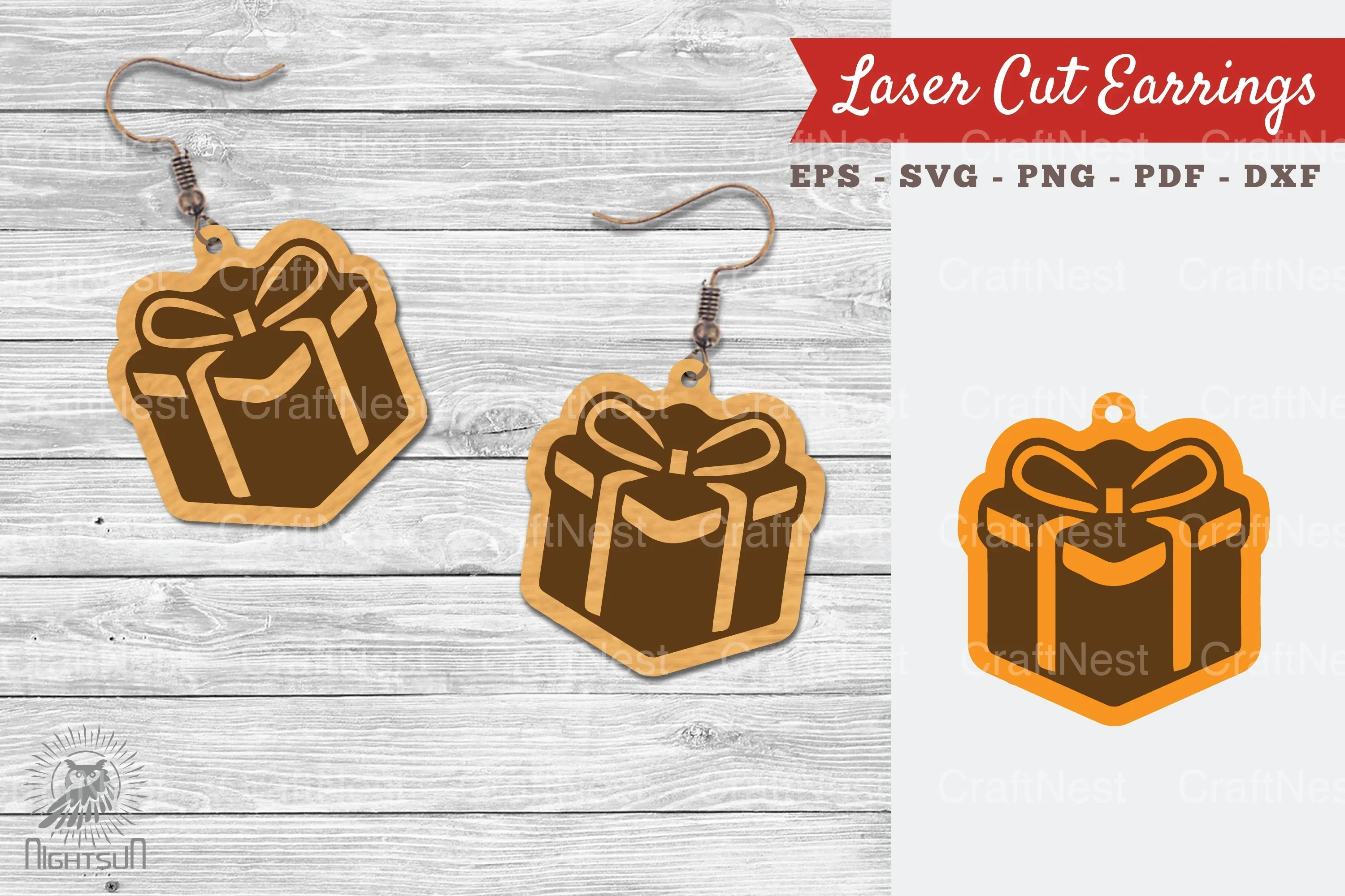 Gift Box Laser Cut Earrings SVG Bundle