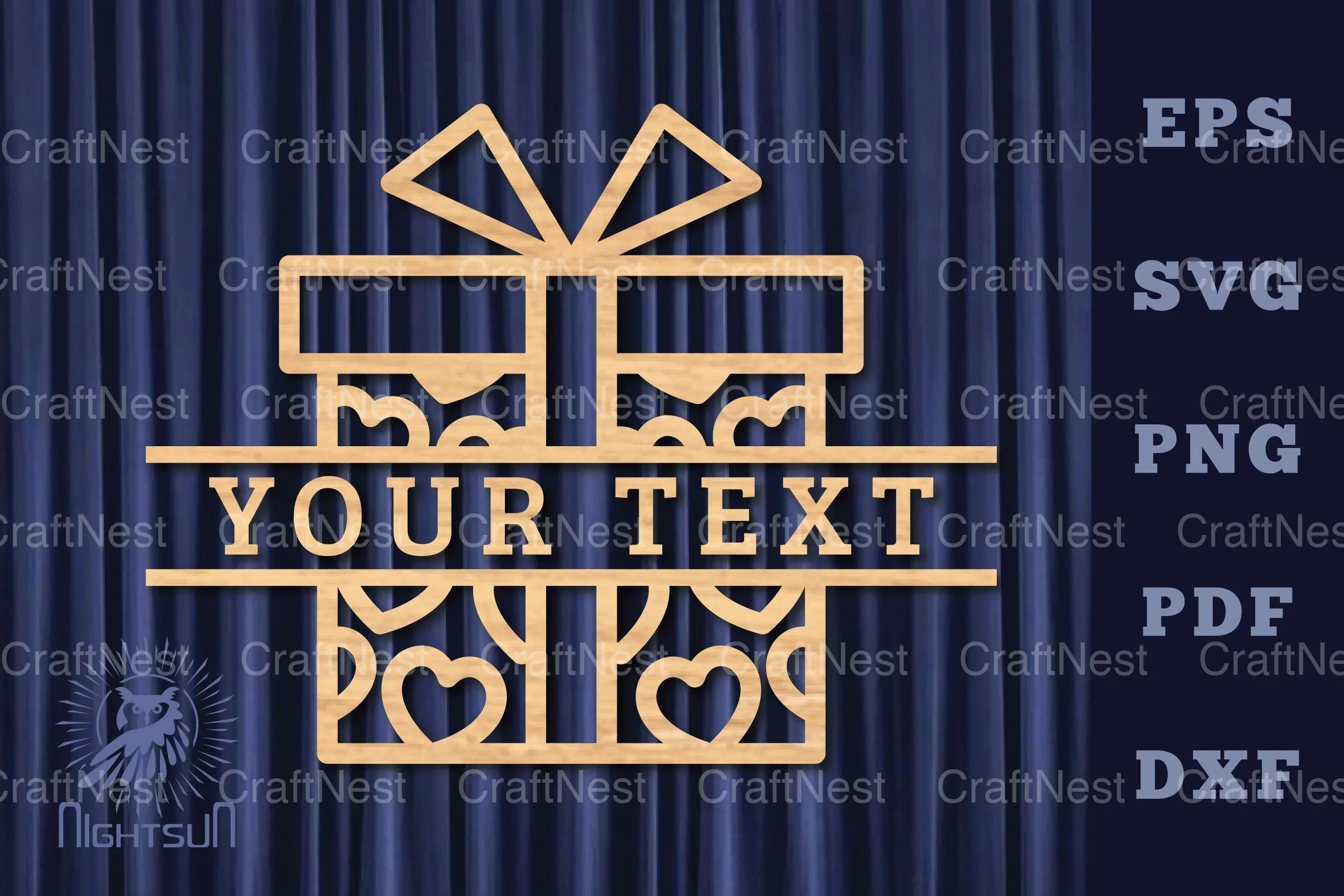 Gift Box Lasercut Split Monogram Clipart Bundle