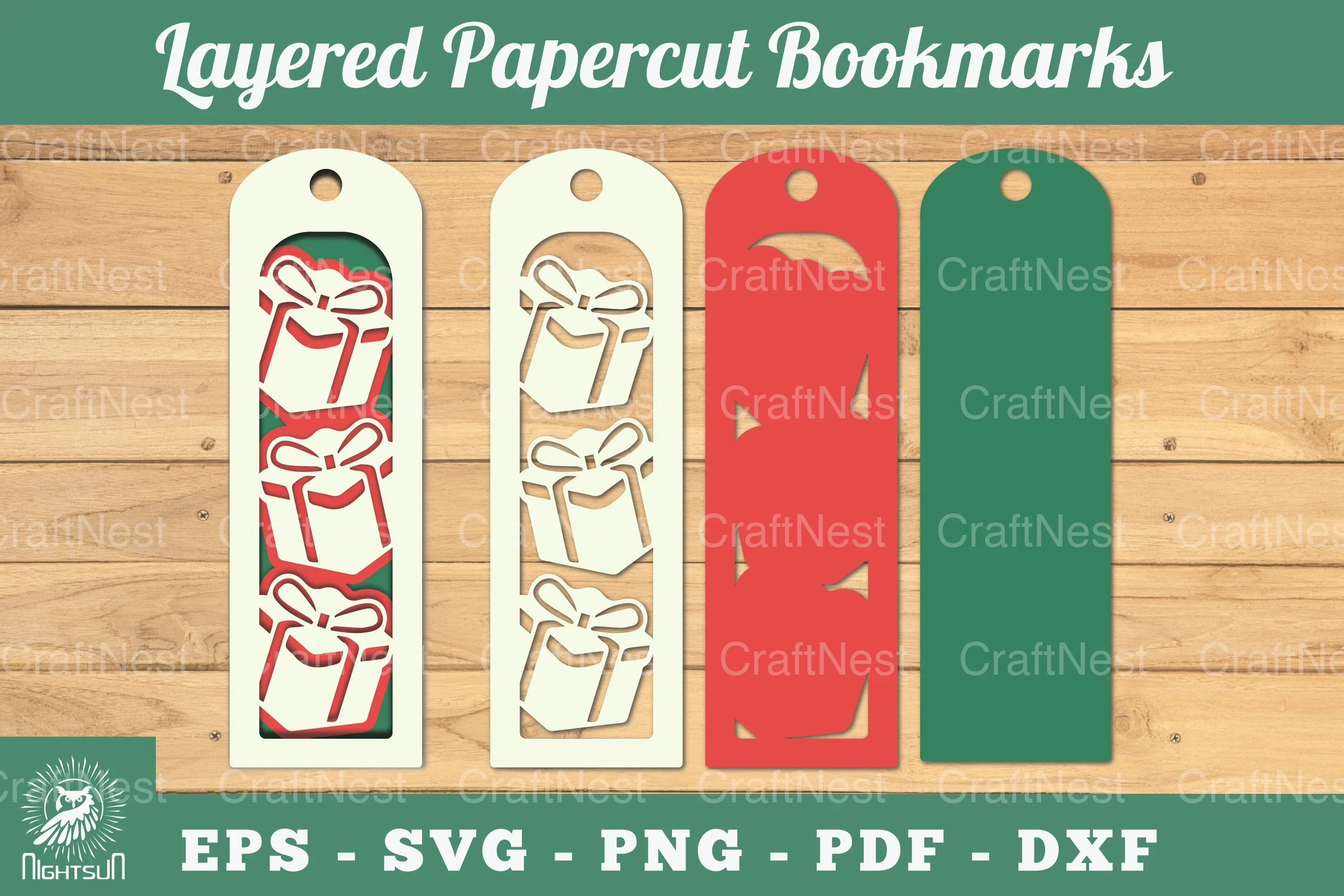 Gift Box Layered Papercut Bookmarks Clipart Bundle
