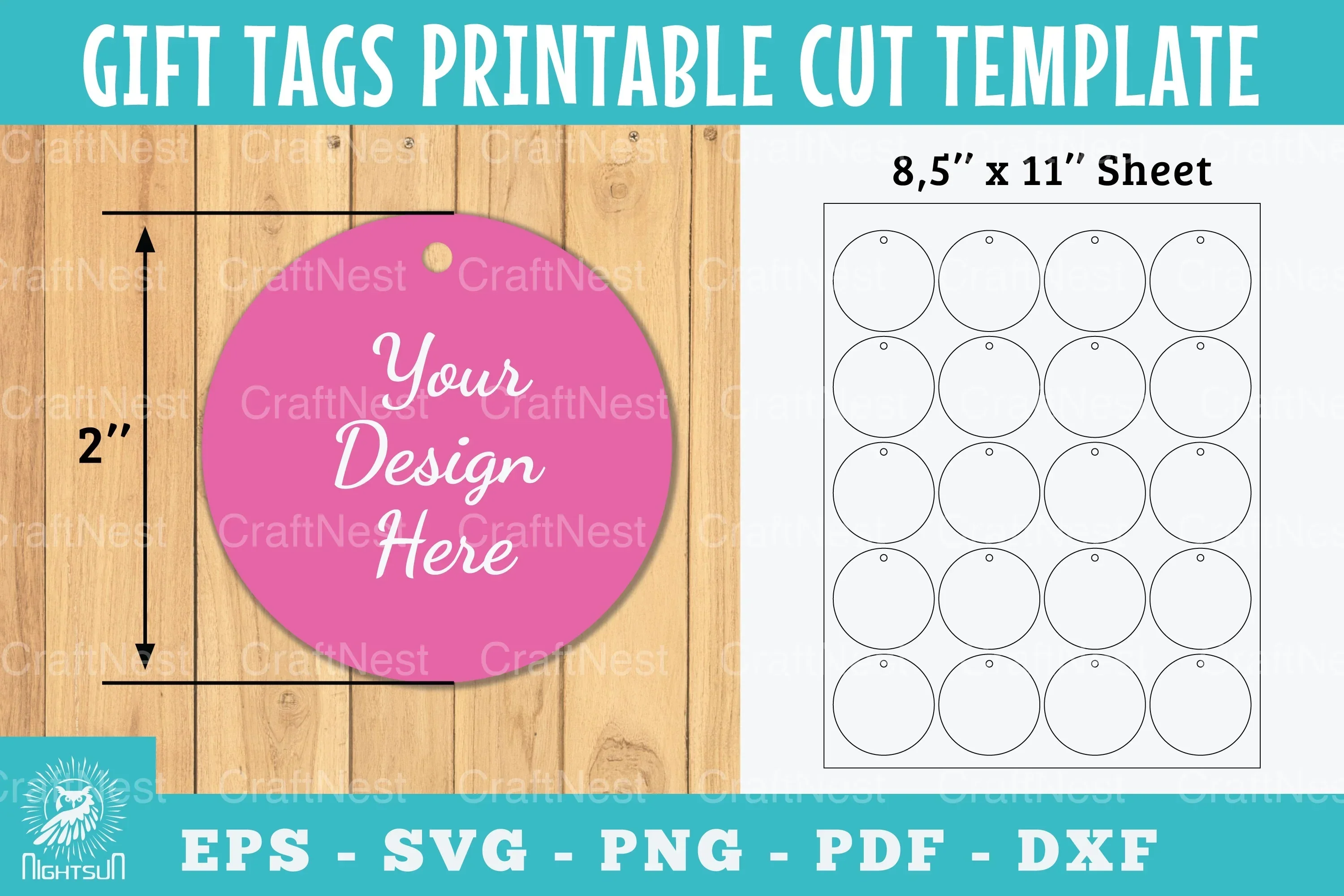 Gift Tags Circle Printable Template Papercut Bundle