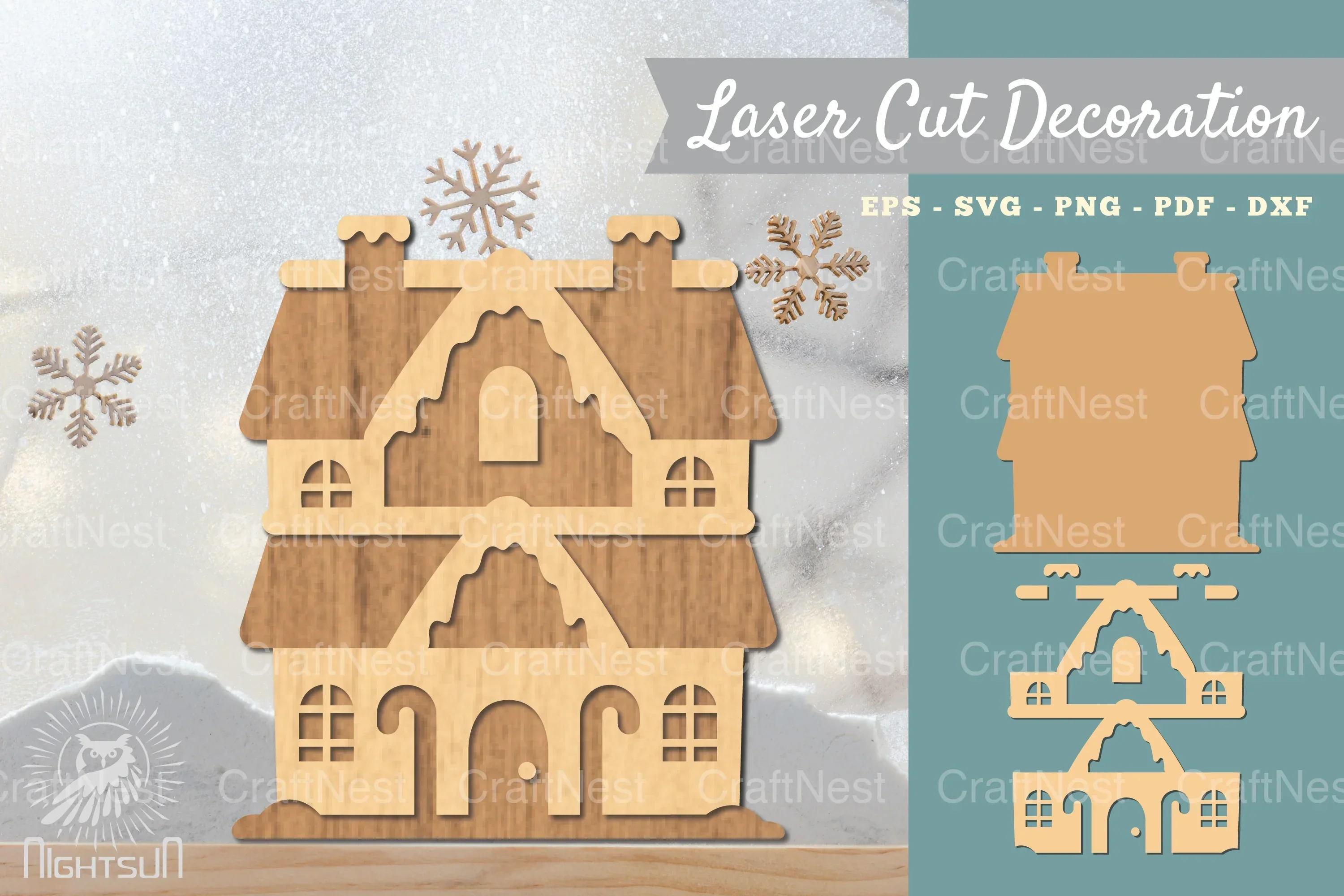 Gingerbread House 3D Lasercut Decoration Clipart Bundle