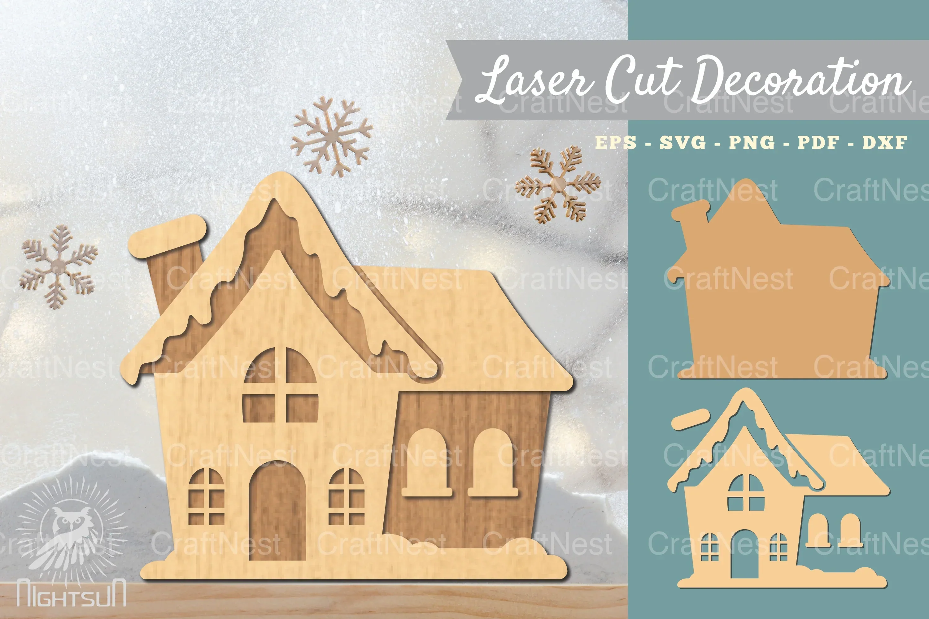 Gingerbread House 3D Lasercut Decoration Clipart Bundle