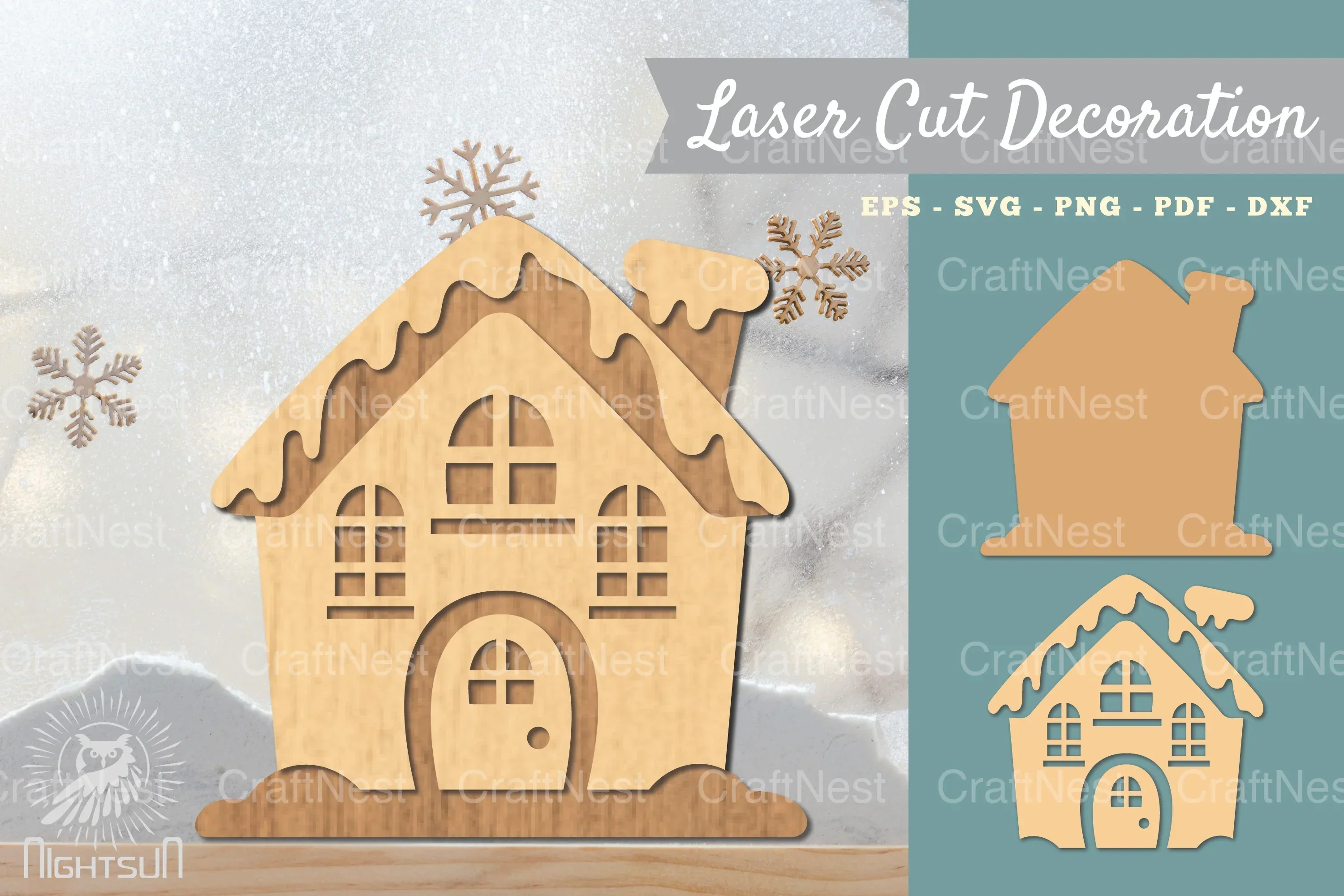 Gingerbread House 3D Lasercut Decoration SVG Bundle