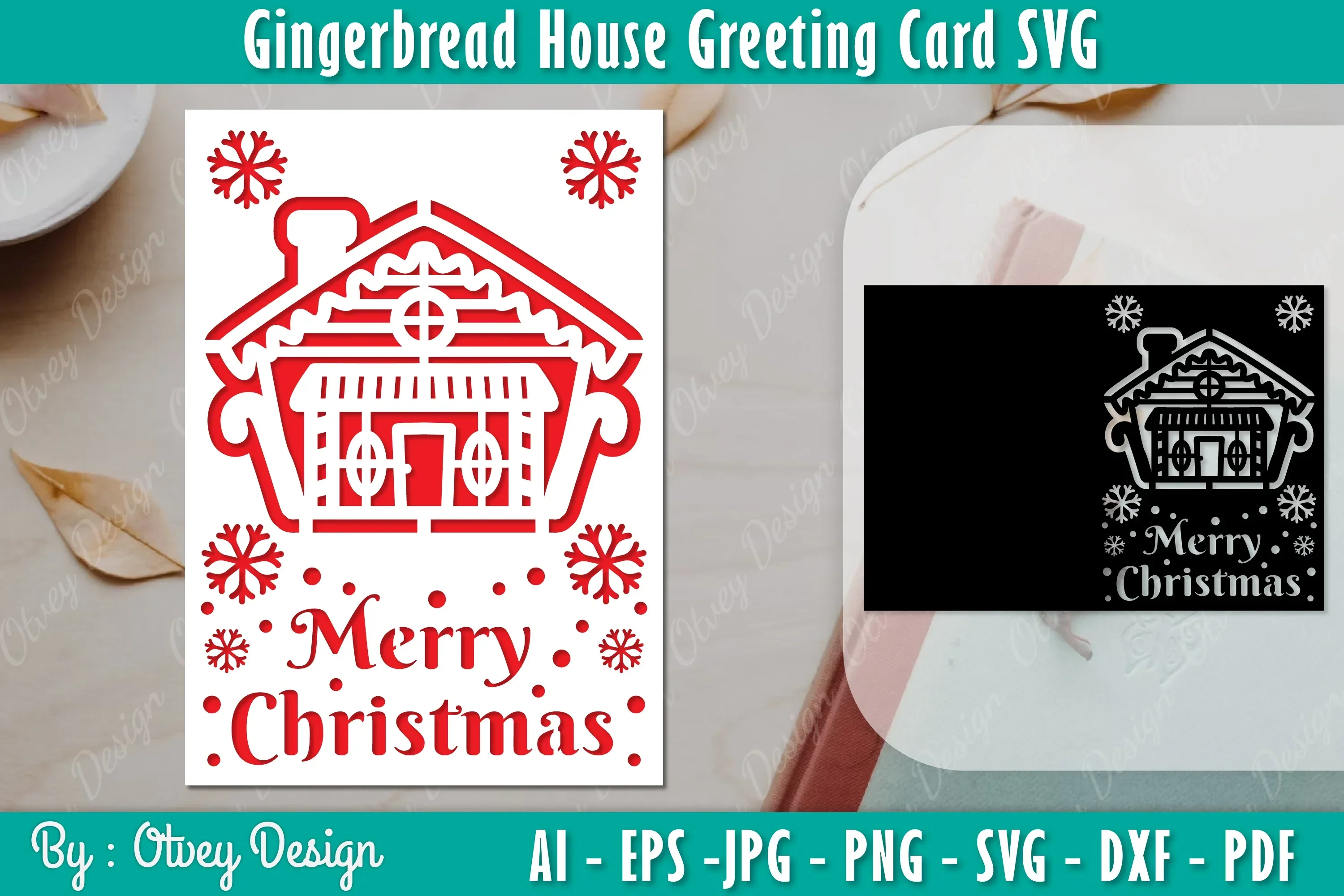 Gingerbread House Greeting Card SVG Bundle