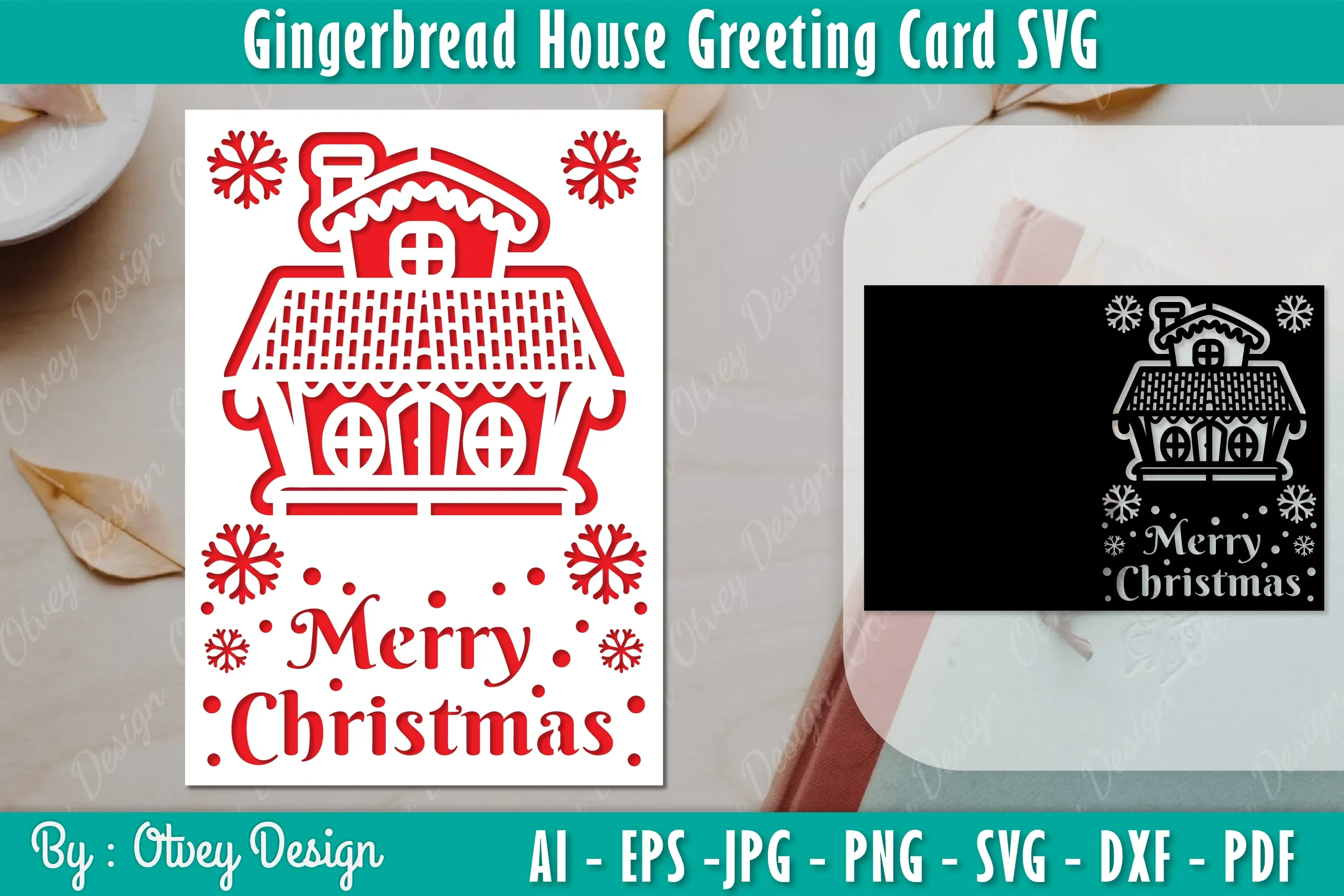 Gingerbread House Greeting Card SVG Bundle