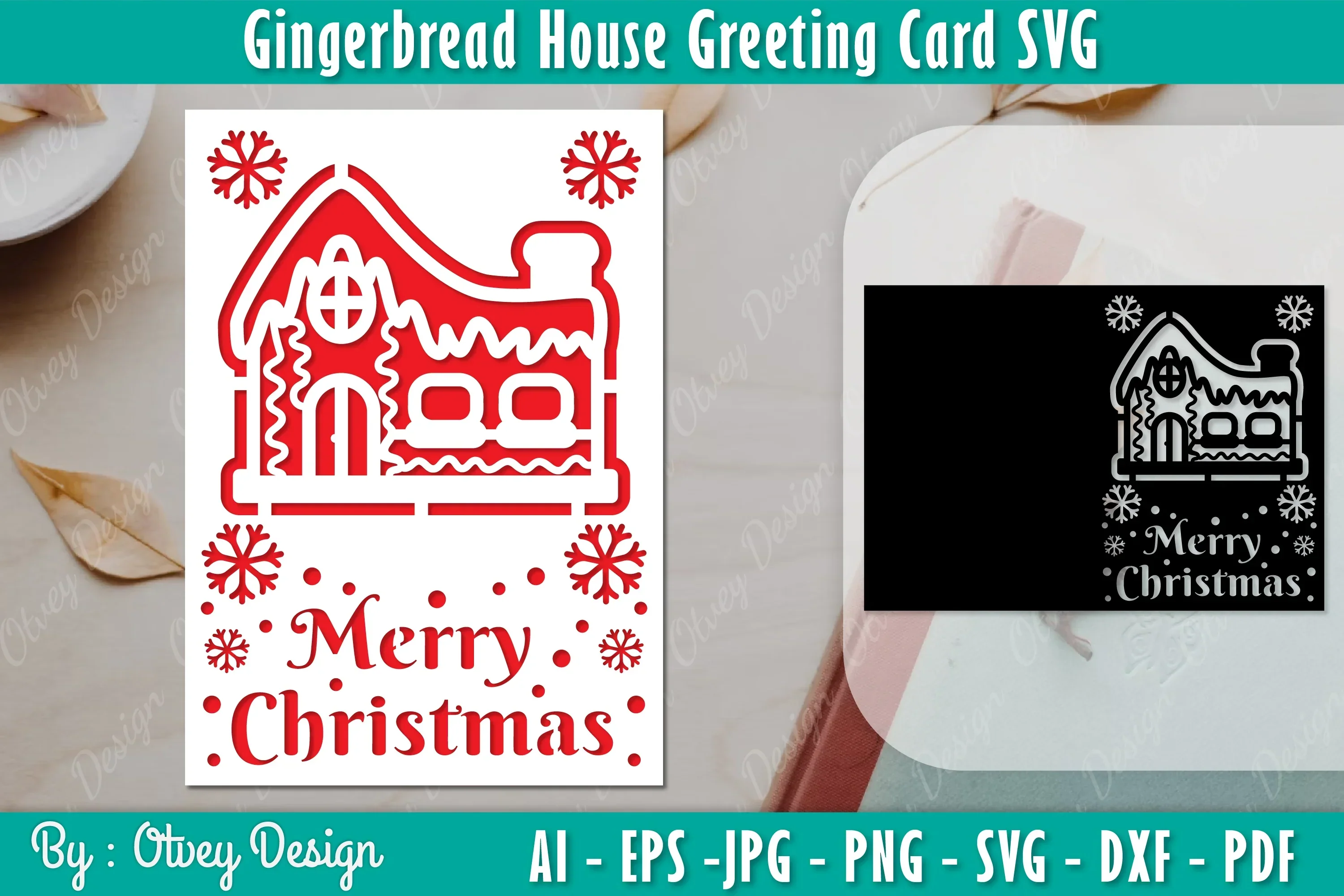 Gingerbread House Greeting Card SVG Bundle