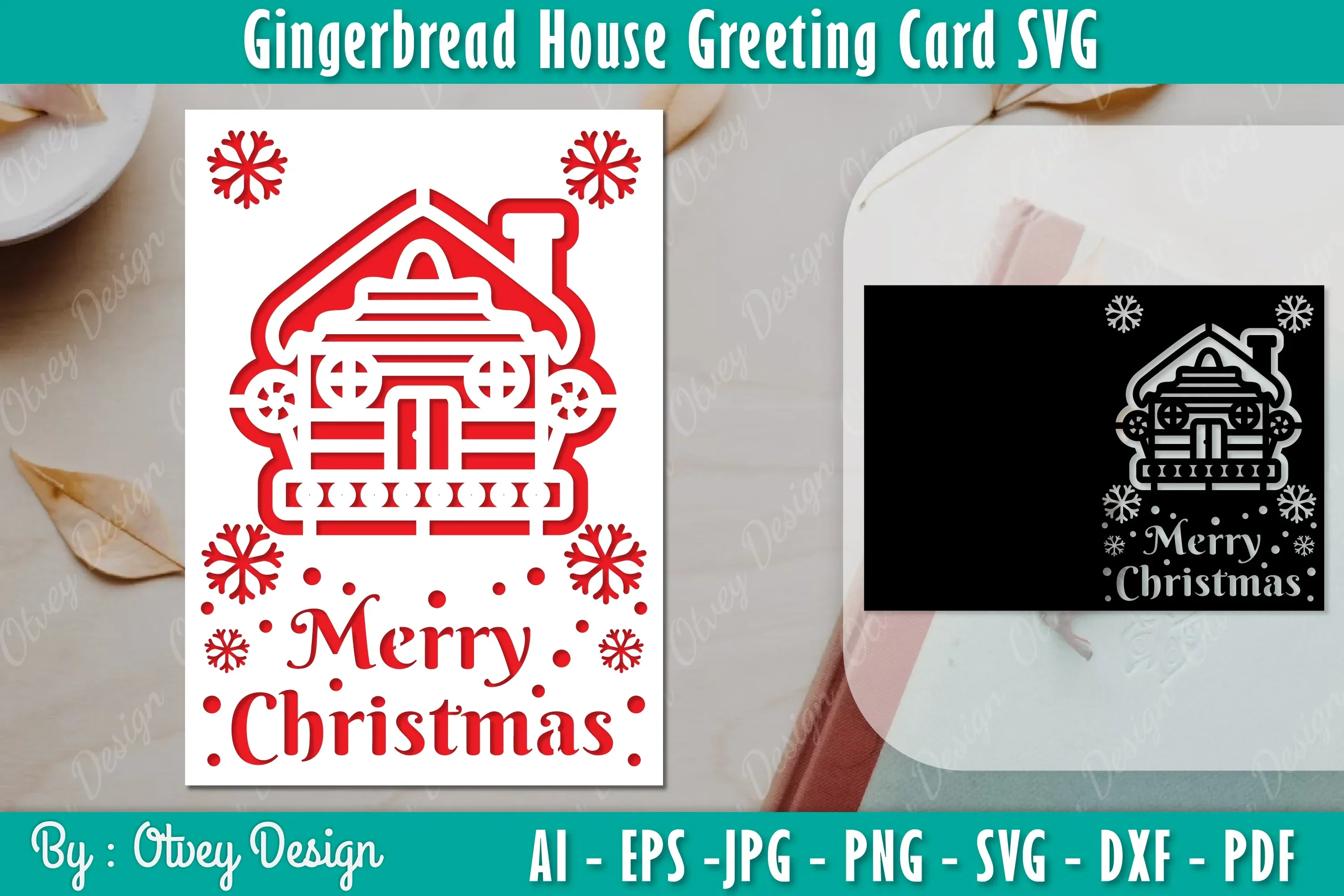 Gingerbread House Greeting Card SVG Bundle