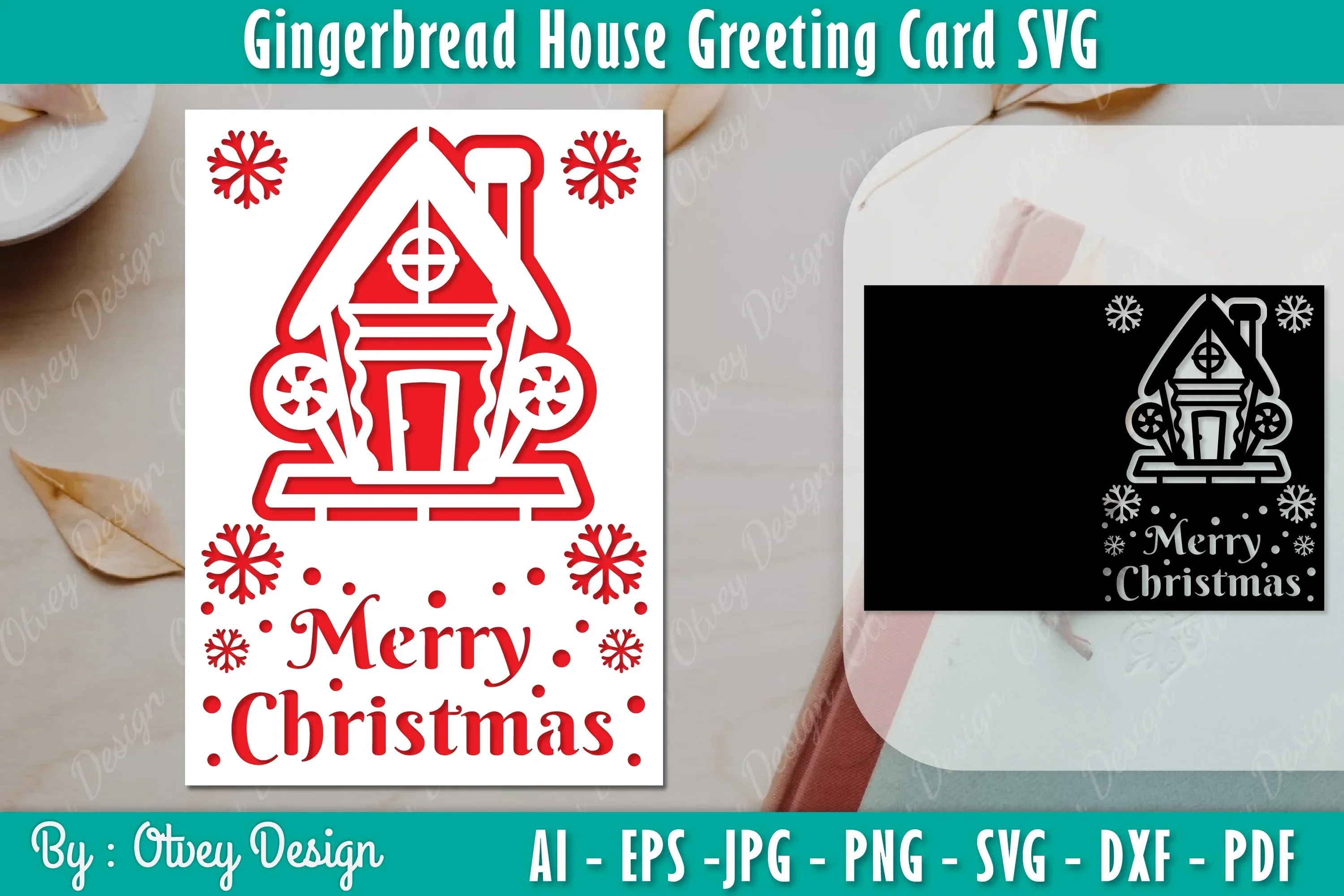 Gingerbread House Greeting Card SVG Bundle