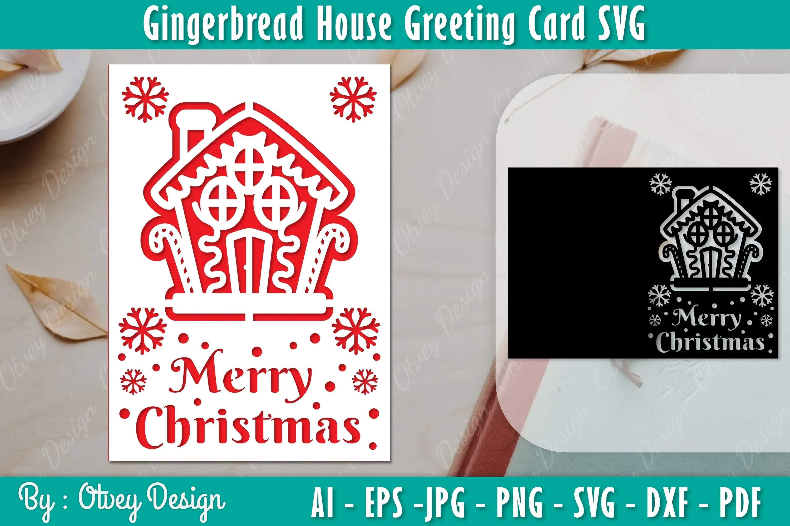 Gingerbread House Greeting Card SVG Bundle
