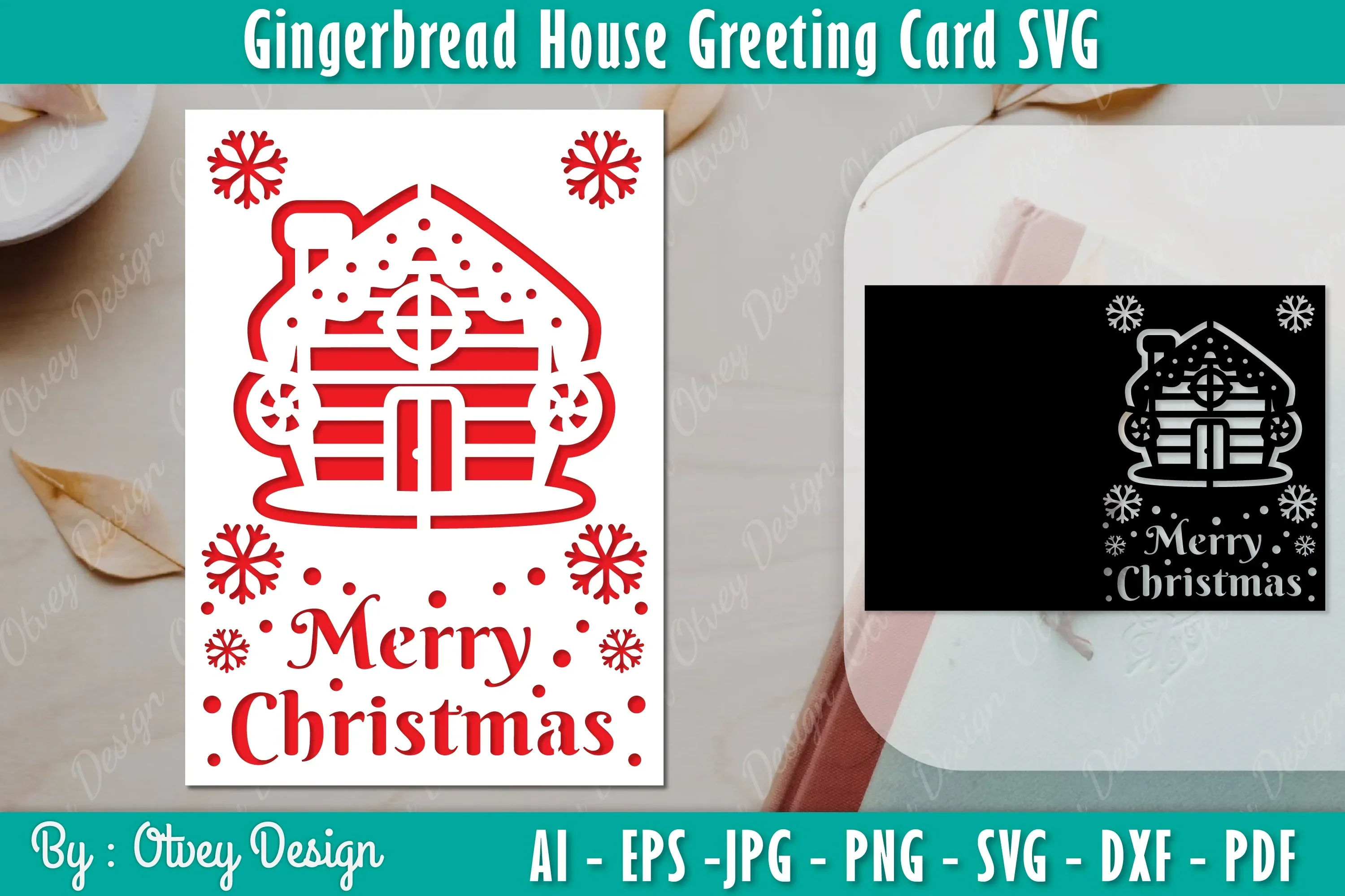 Gingerbread House Greeting Card SVG Bundle