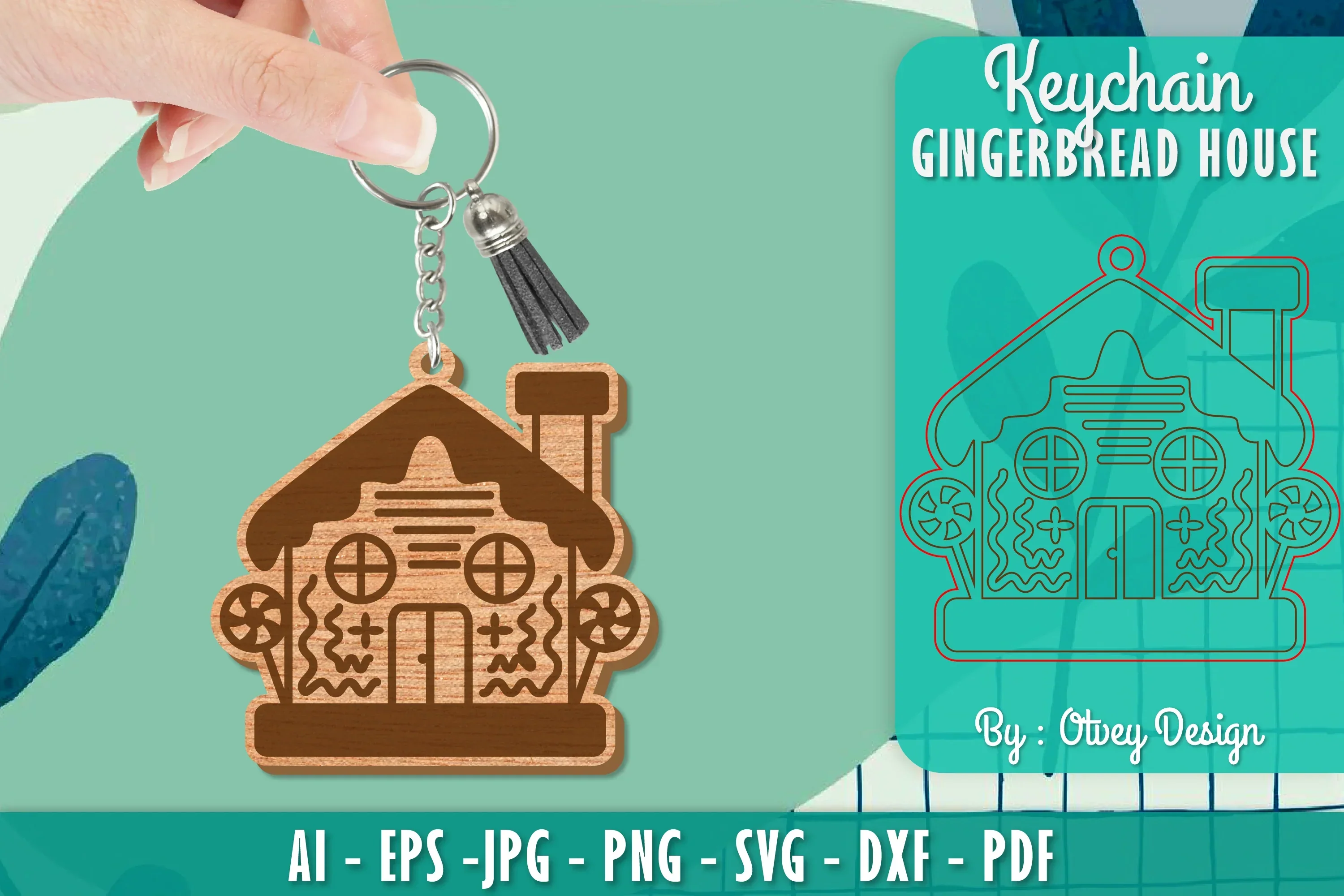 Gingerbread House Keychain Laser Cut SVG Bundle