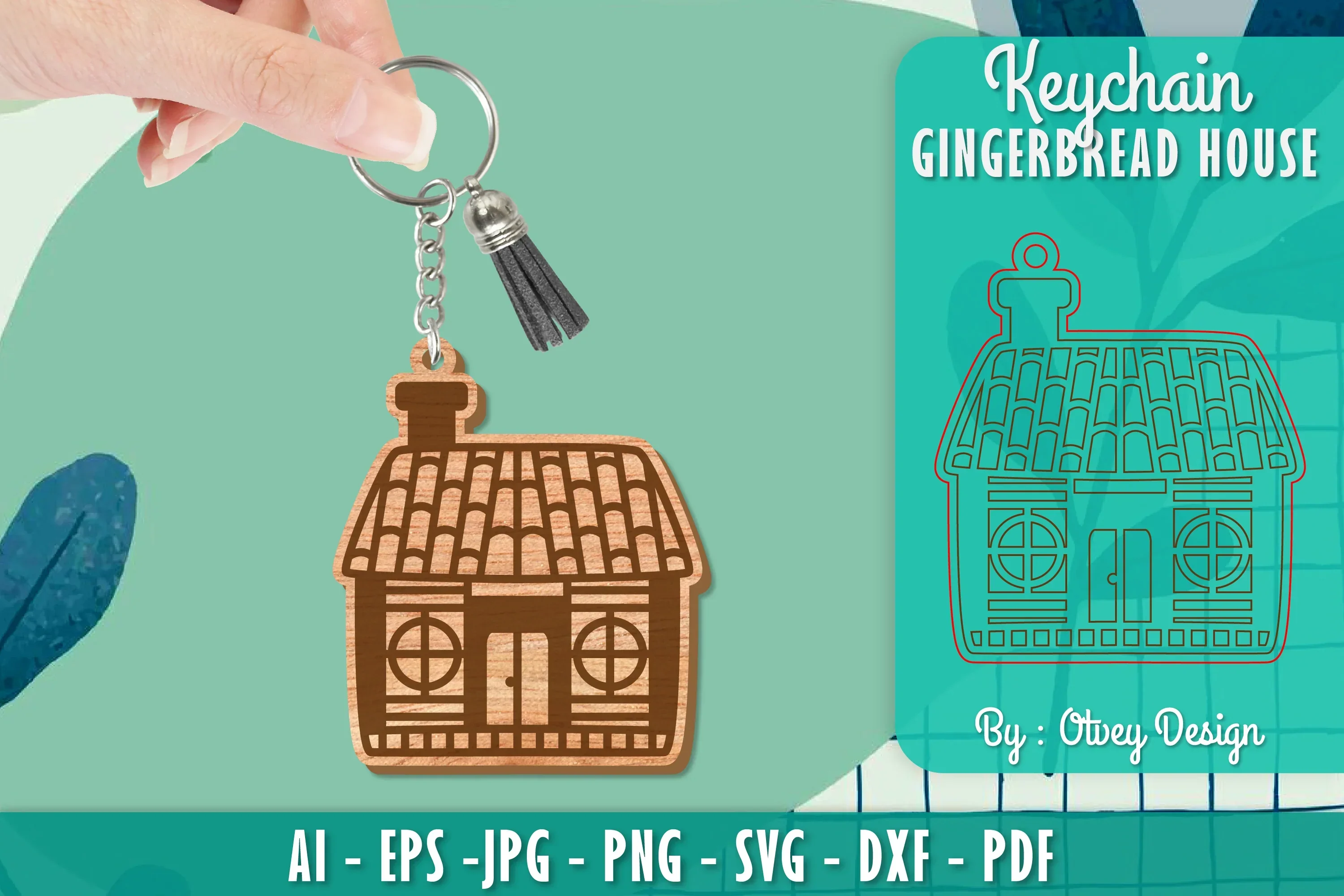 Gingerbread House Keychain Laser Cut SVG Bundle