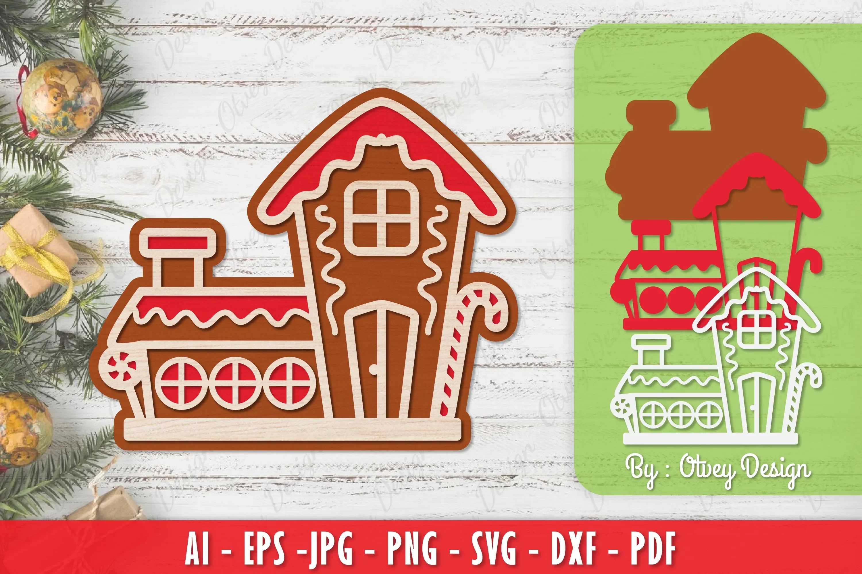 Gingerbread House Laser Cut Merry Christmas SVG Bundle
