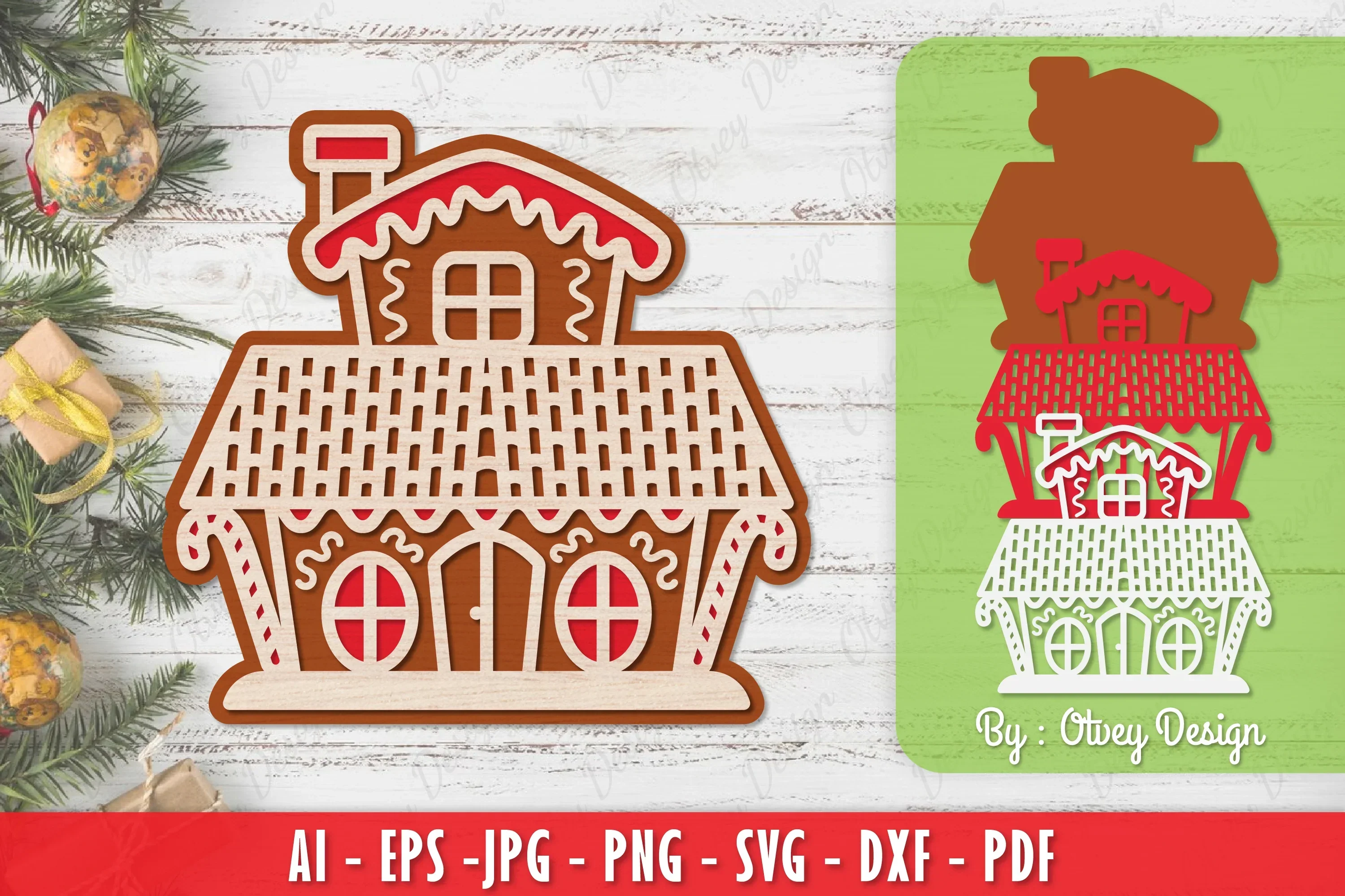 Gingerbread House Laser Cut Merry Christmas SVG Bundle
