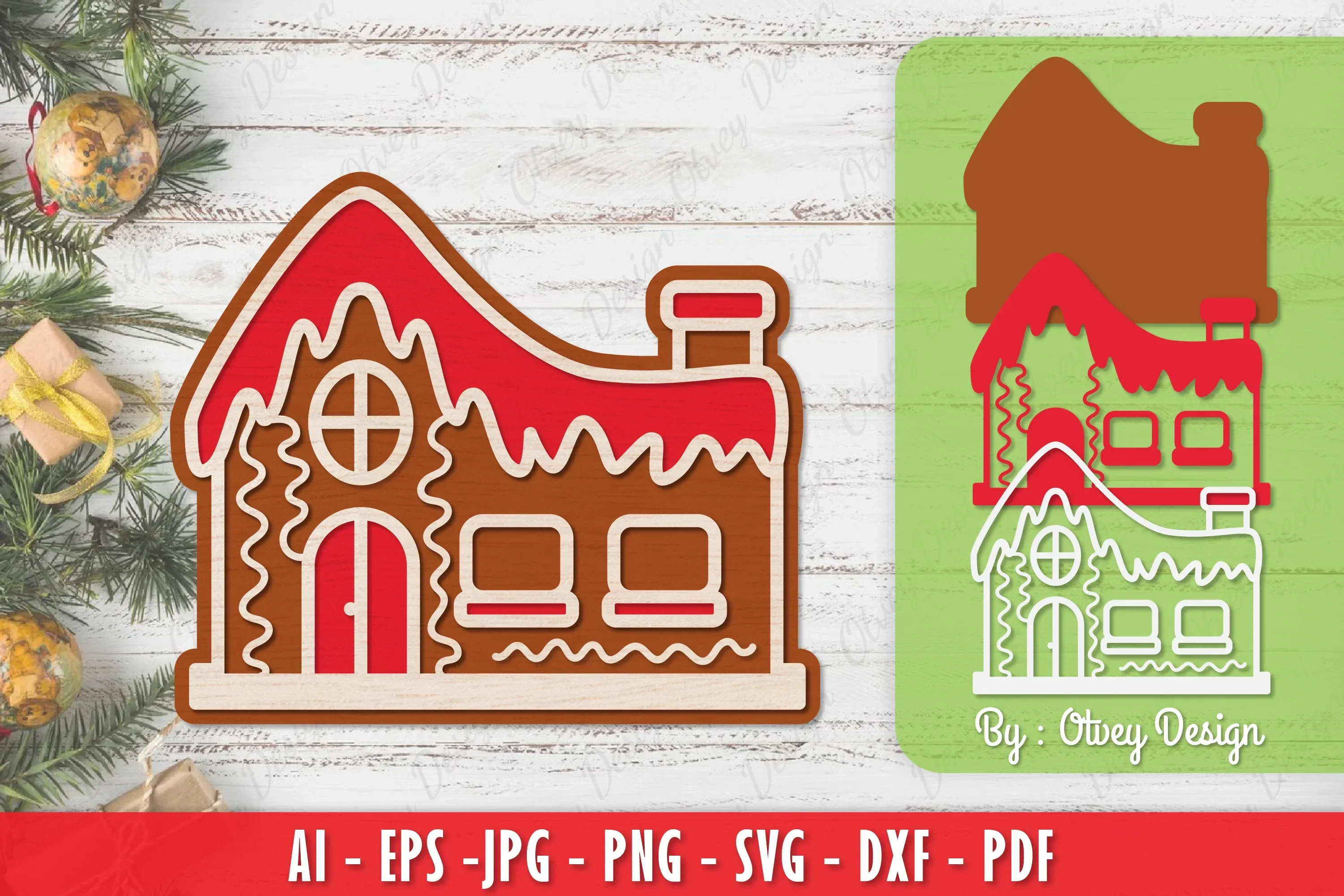 Gingerbread House Laser Cut Merry Christmas SVG Bundle