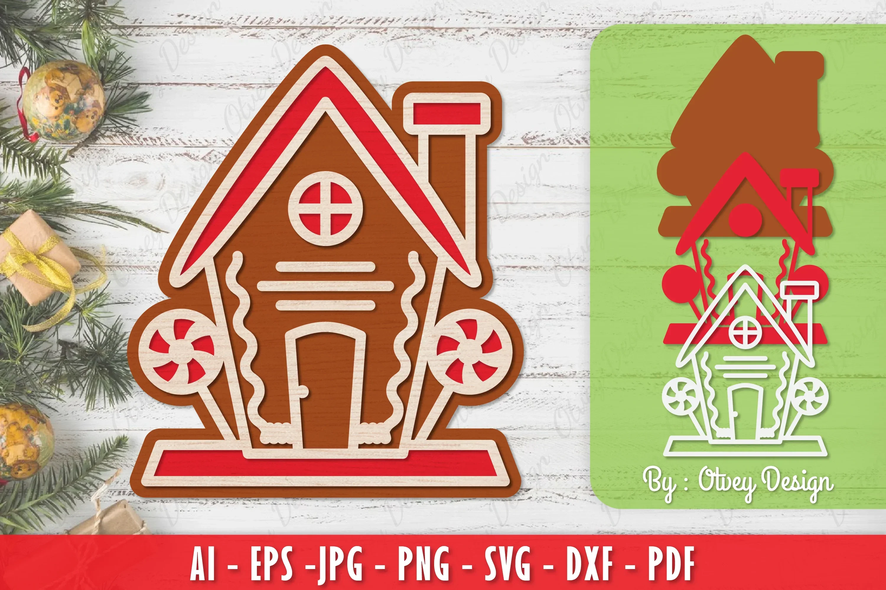 Gingerbread House Laser Cut Merry Christmas SVG Bundle