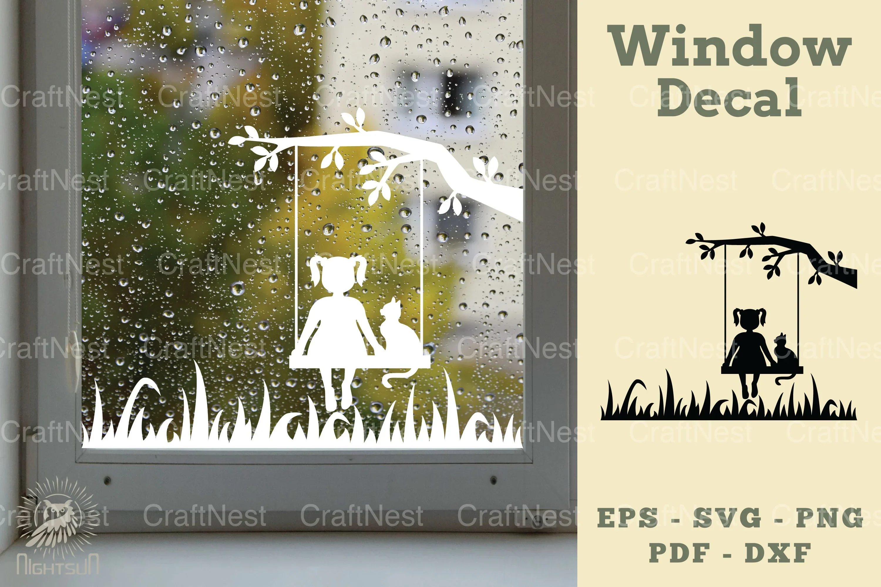 Girl and Cat Window Decal SVG Bundle