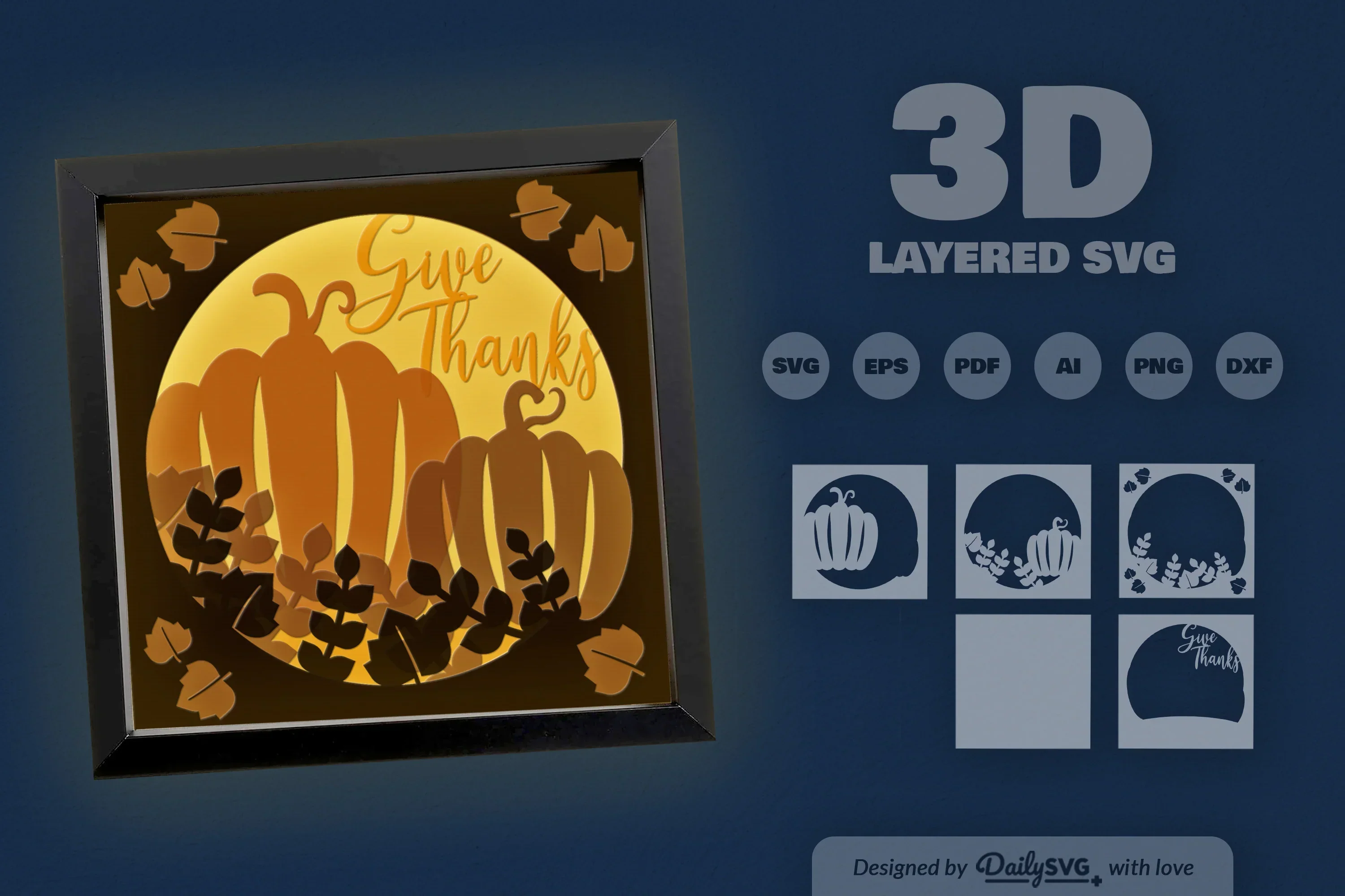 Give Thanks 3D Papercut SVG Bundle - Image 3