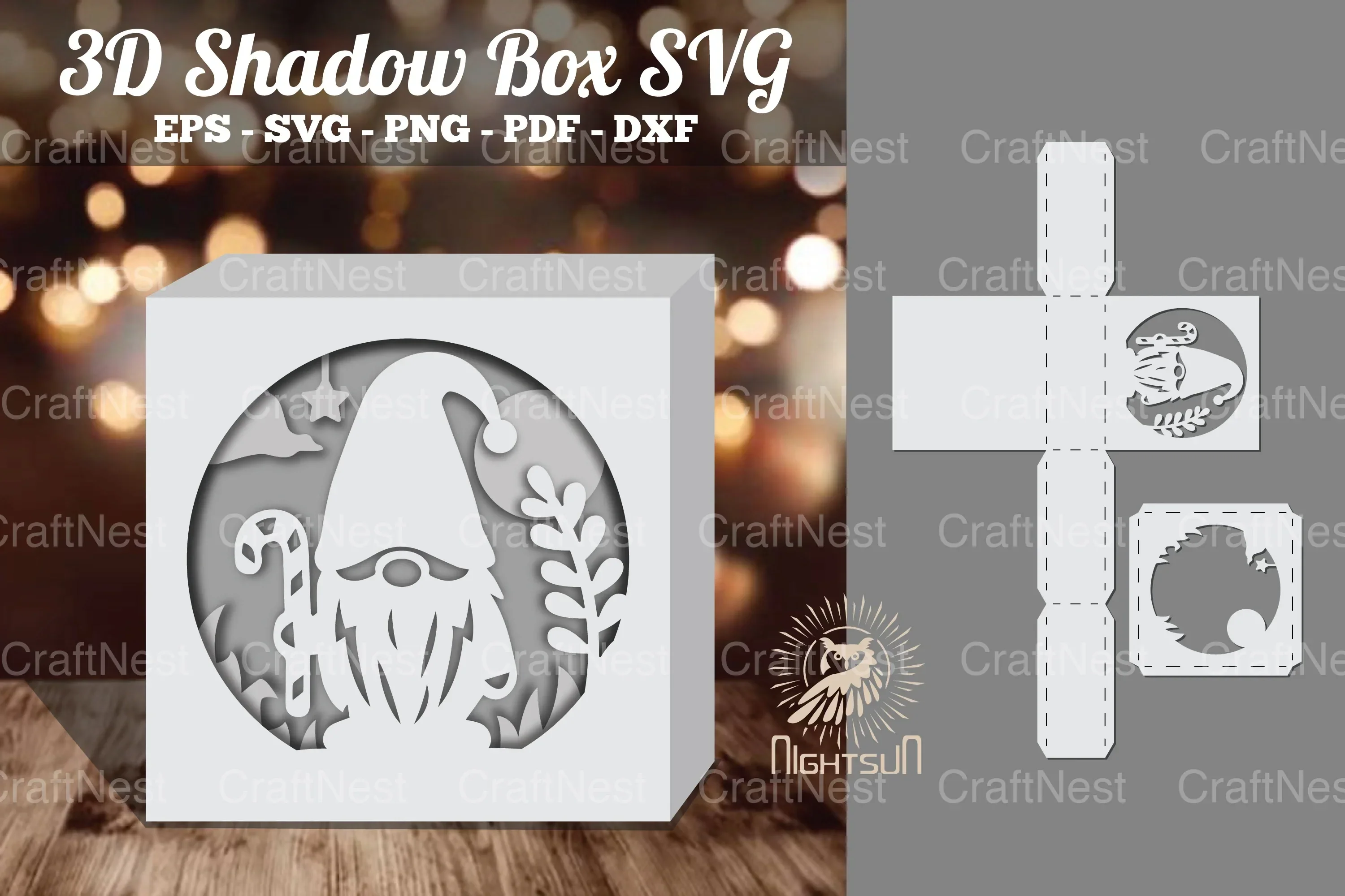 Gnome Papercut Shadow Box Clipart Bundle