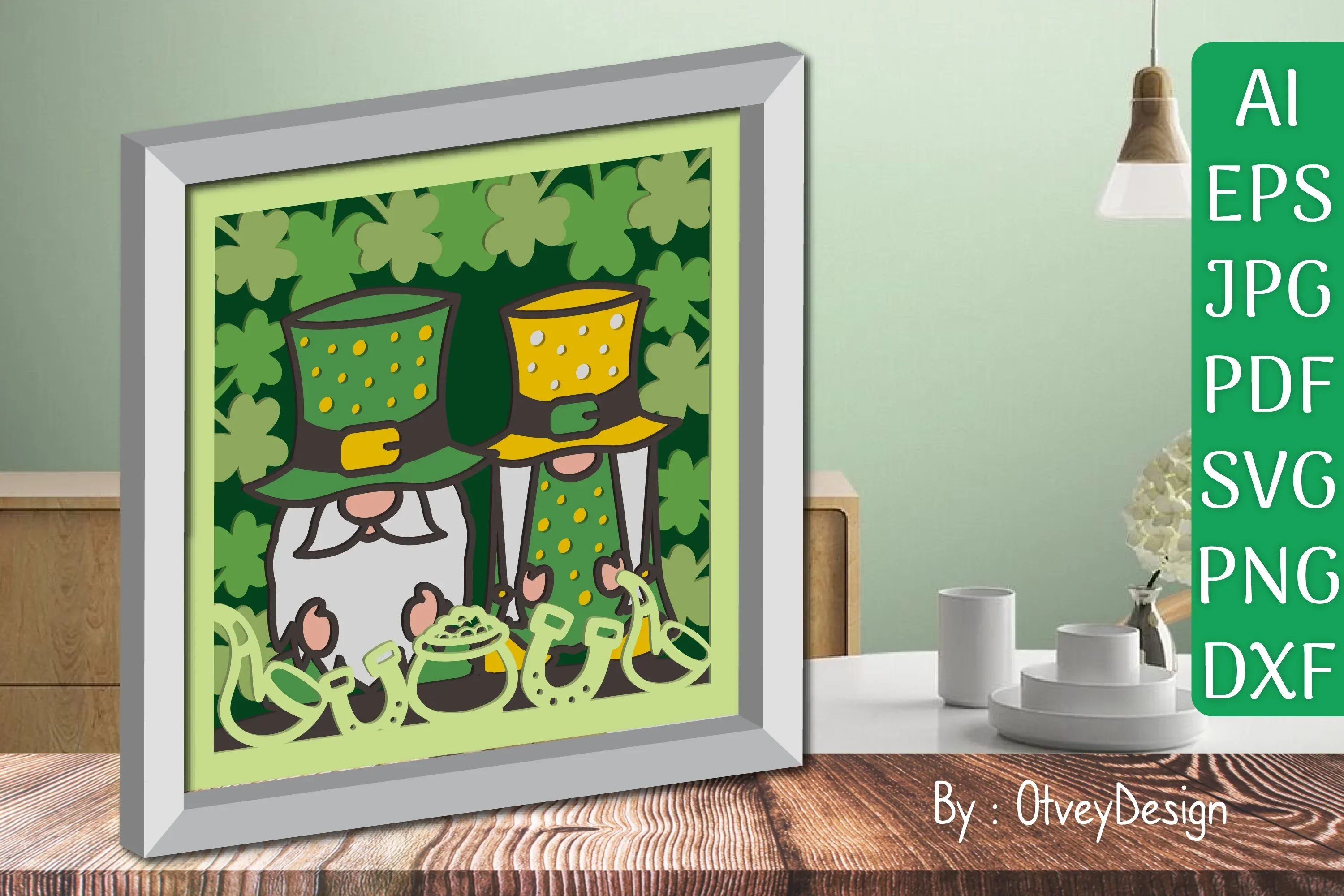 Gnome St. Patrick's Day Shadow Box SVG Bundle - Image 2