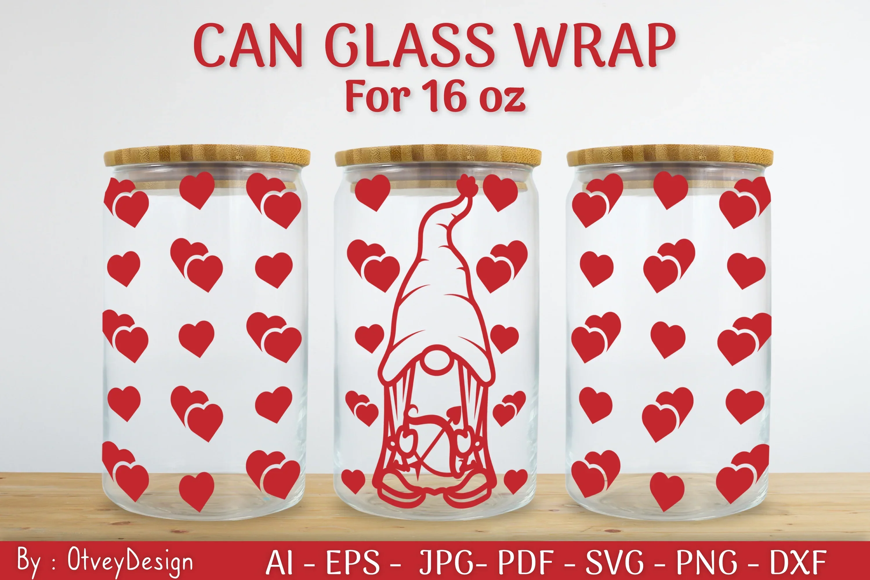 Gnome Valentine Can Glass 16 OZ SVG Bundle - Image 2