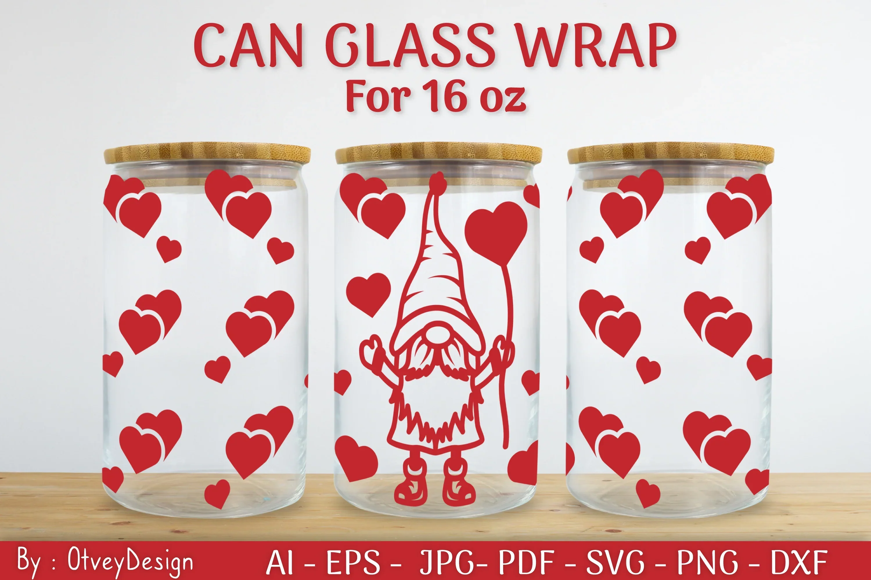 Gnome Valentine Can Glass 16 OZ SVG Bundle - Image 2