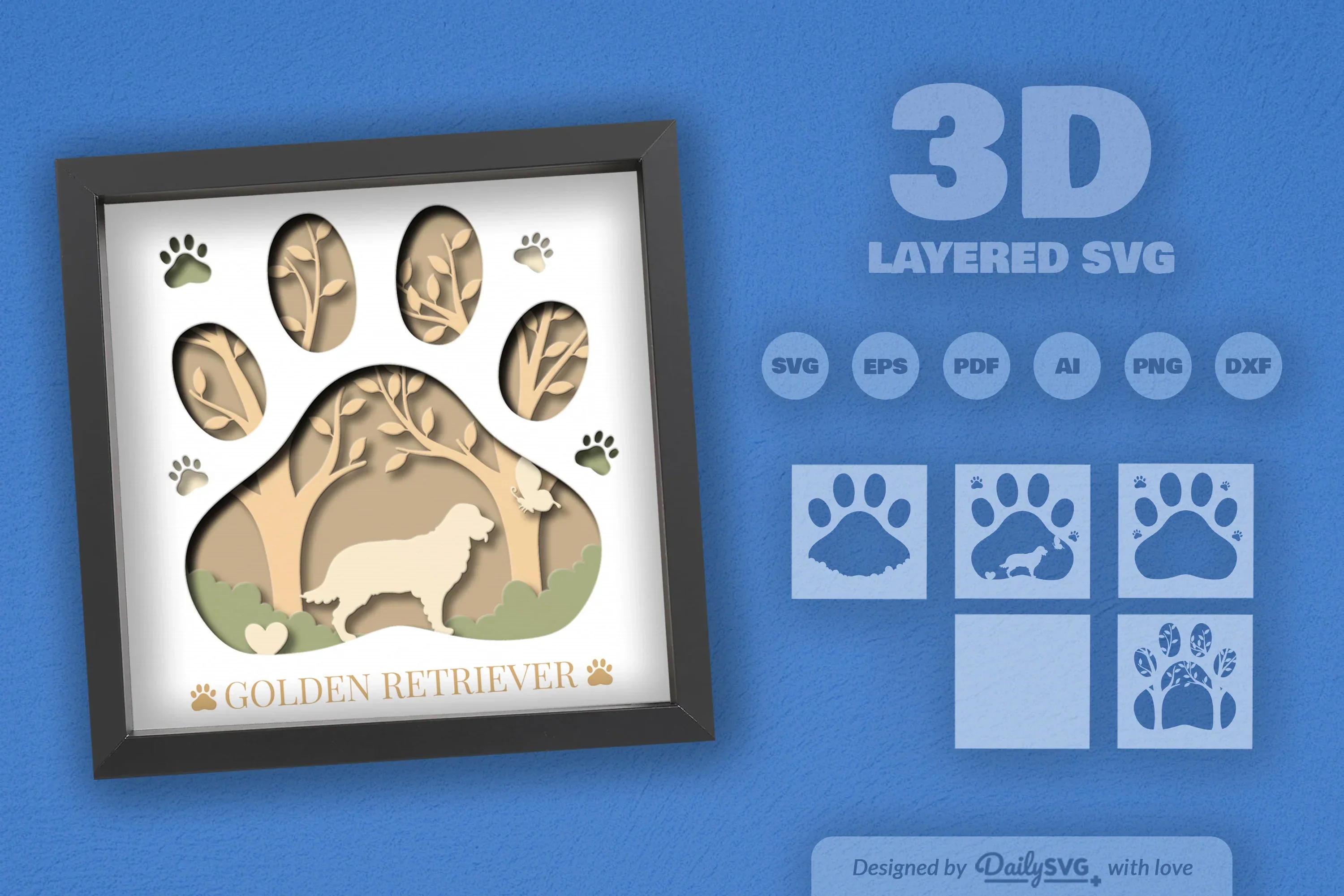 Golden Retriever Papercut SVG Bundle - Image 2