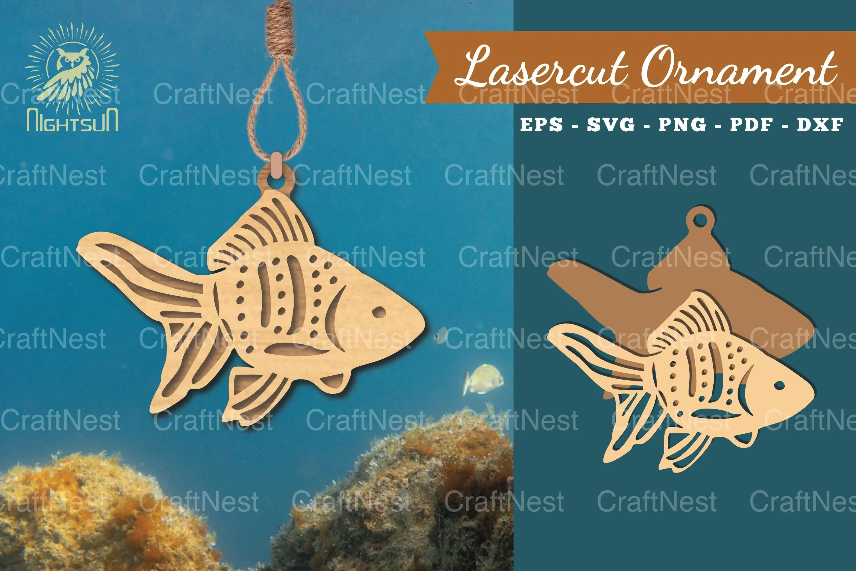 Goldfish Laser Cut Ornament Clipart Bundle