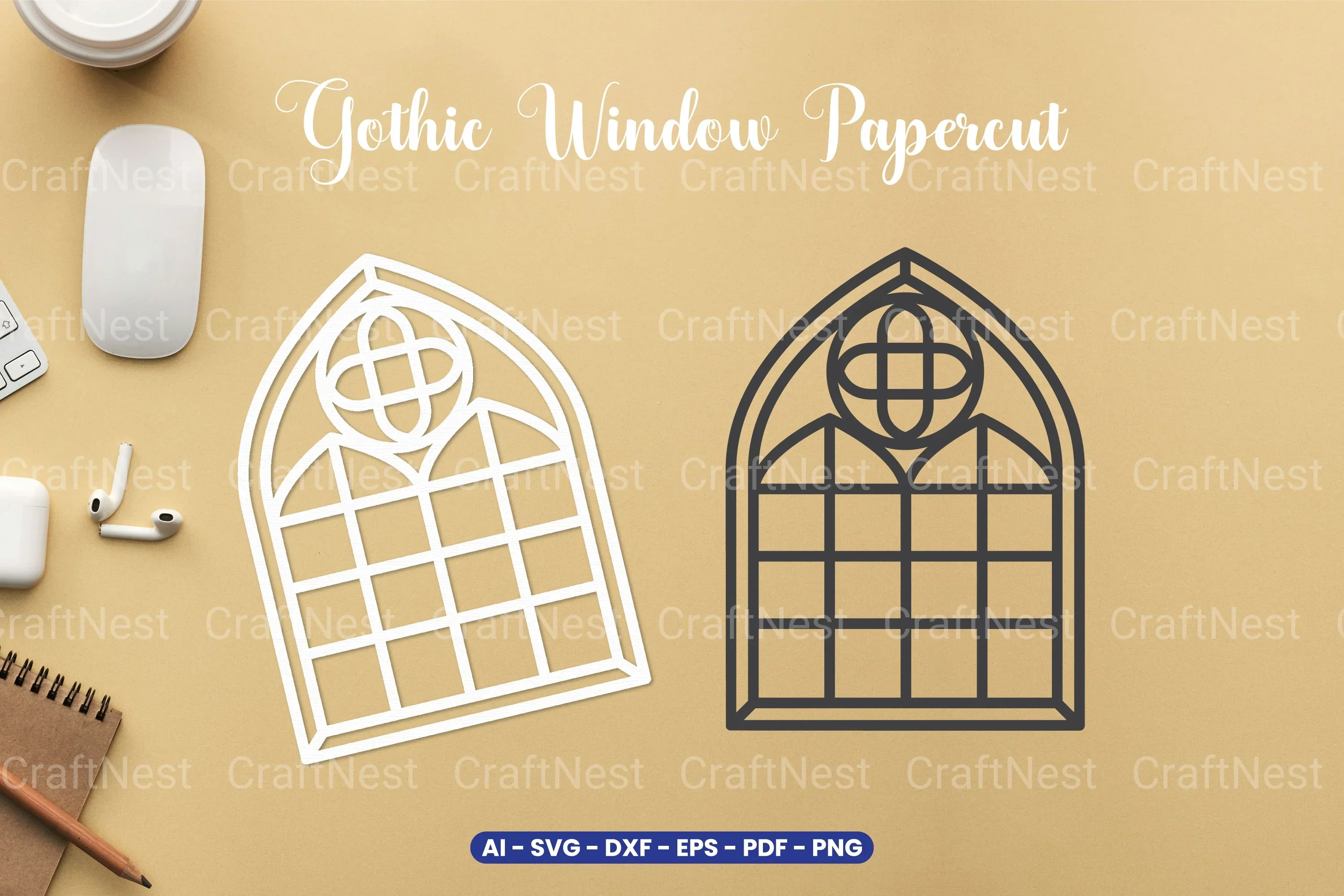 Gothic Window Papercut SVG Bundle