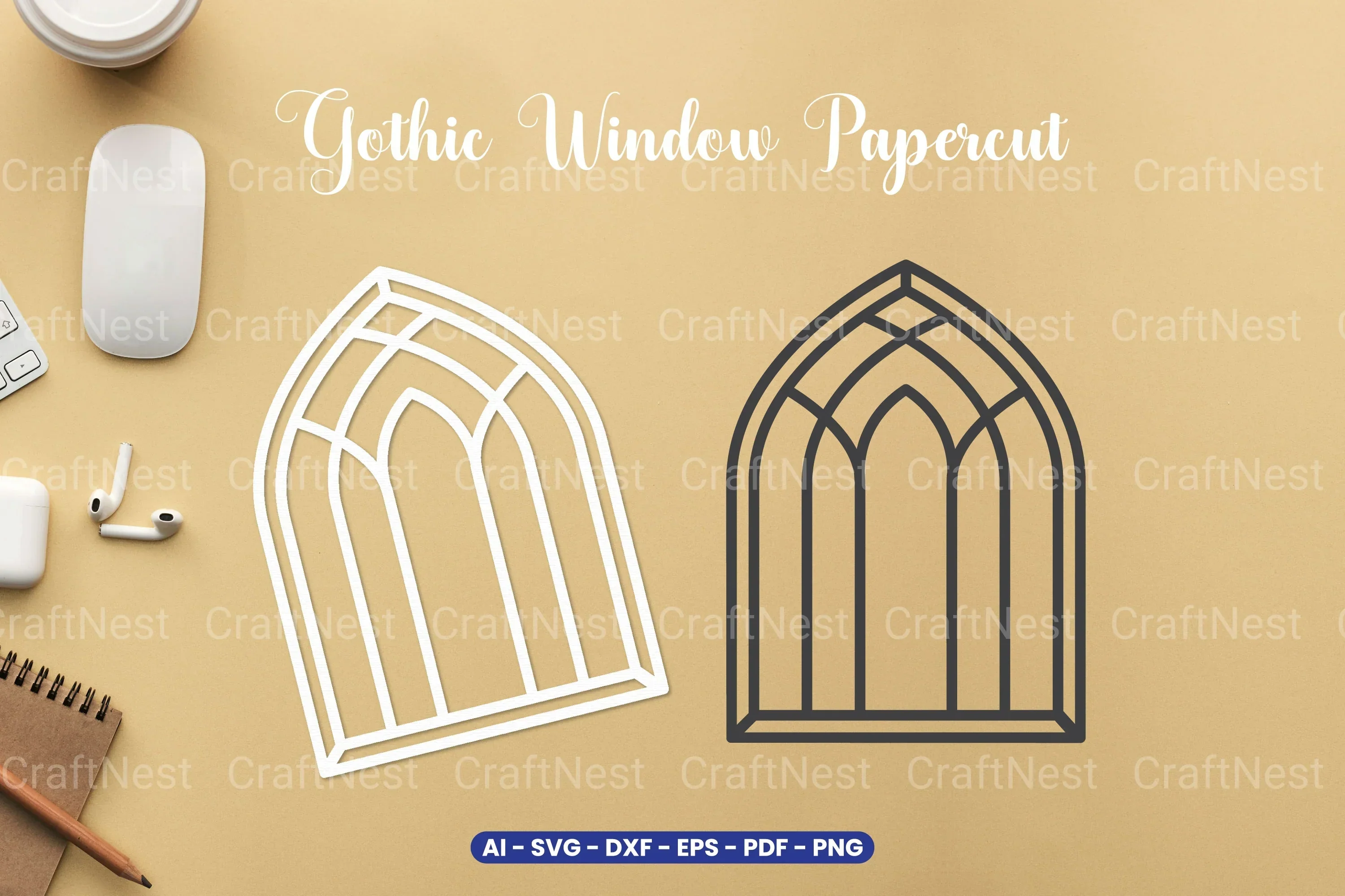 Gothic Window Papercut SVG Bundle