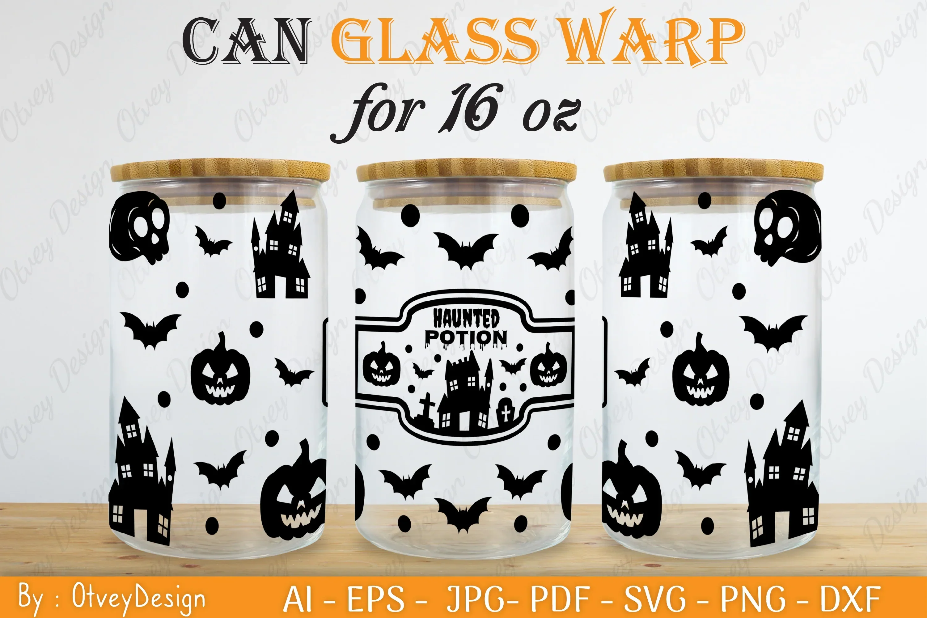 Halloween 16 oz Can Glass Wrap SVG Bundle - Image 2