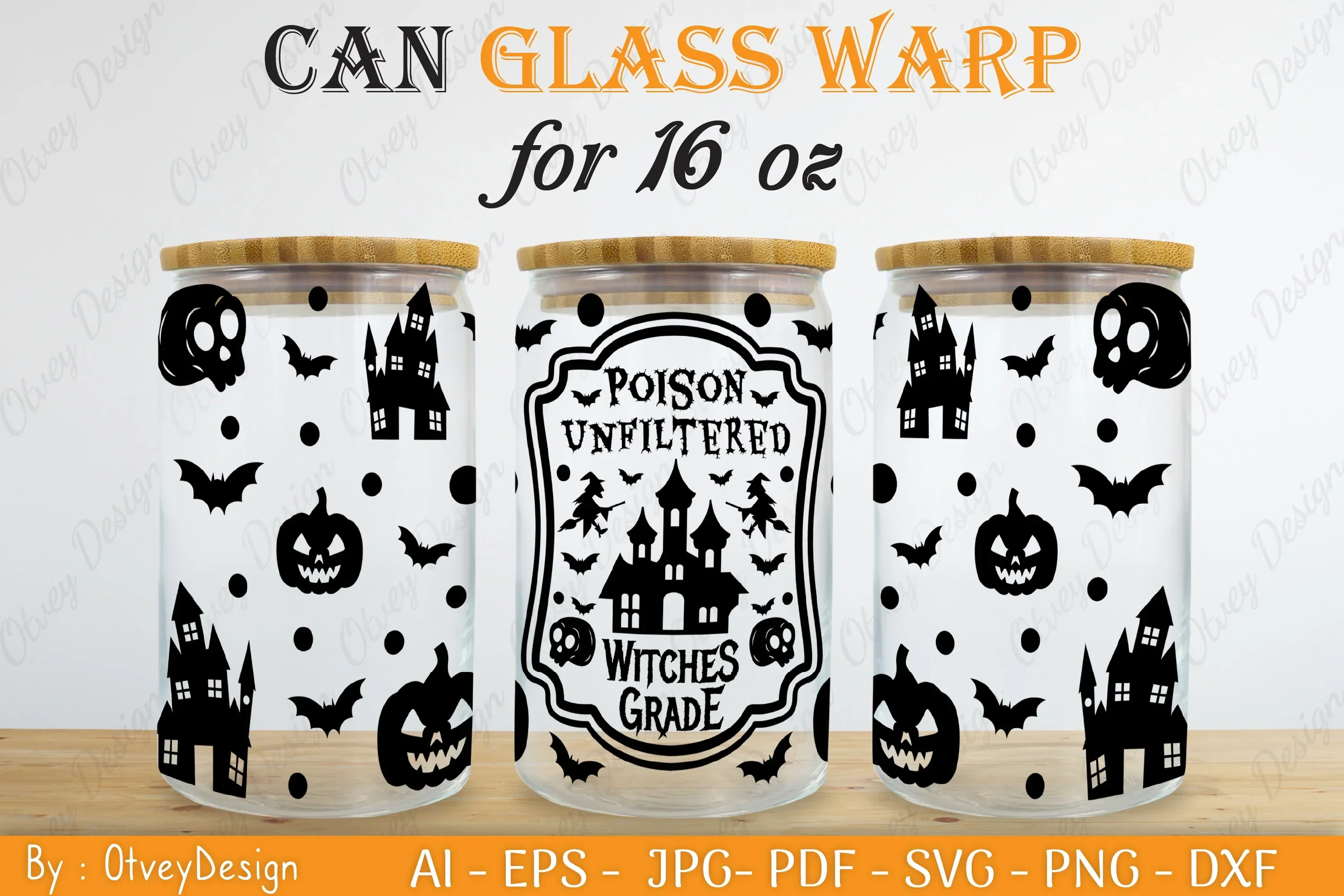 Halloween 16 oz Can Glass Wrap SVG Bundle - Image 2