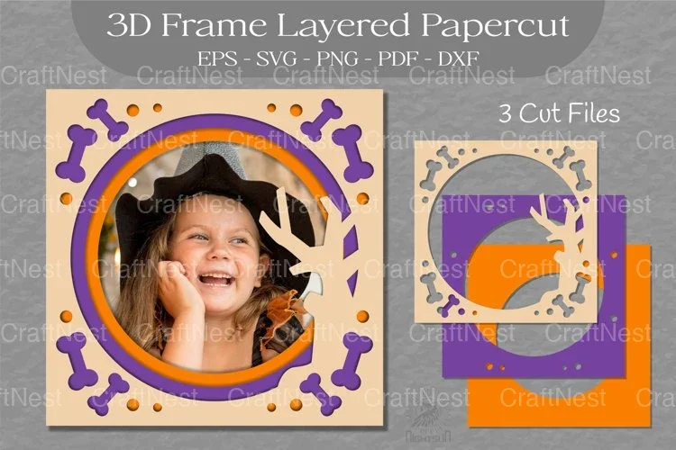 Halloween 3D Frame Layered Papercut SVG Bundle