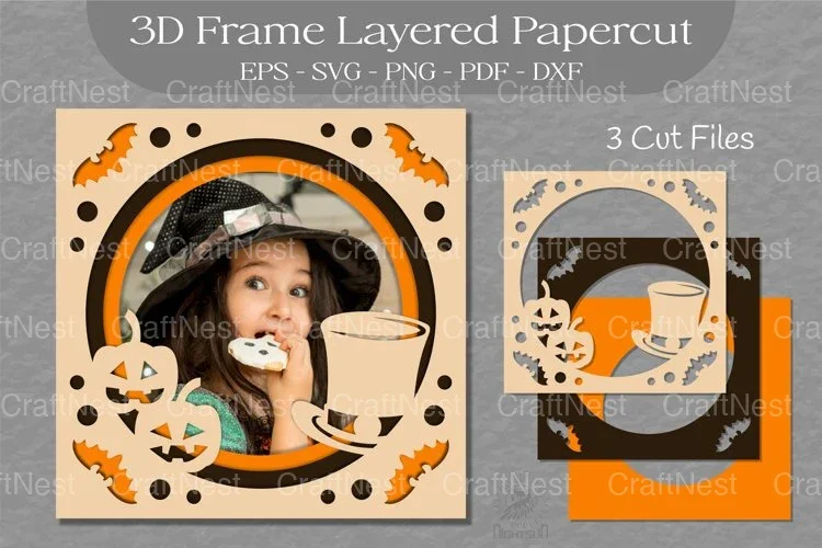 Halloween 3D Frame Layered Papercut SVG Bundle