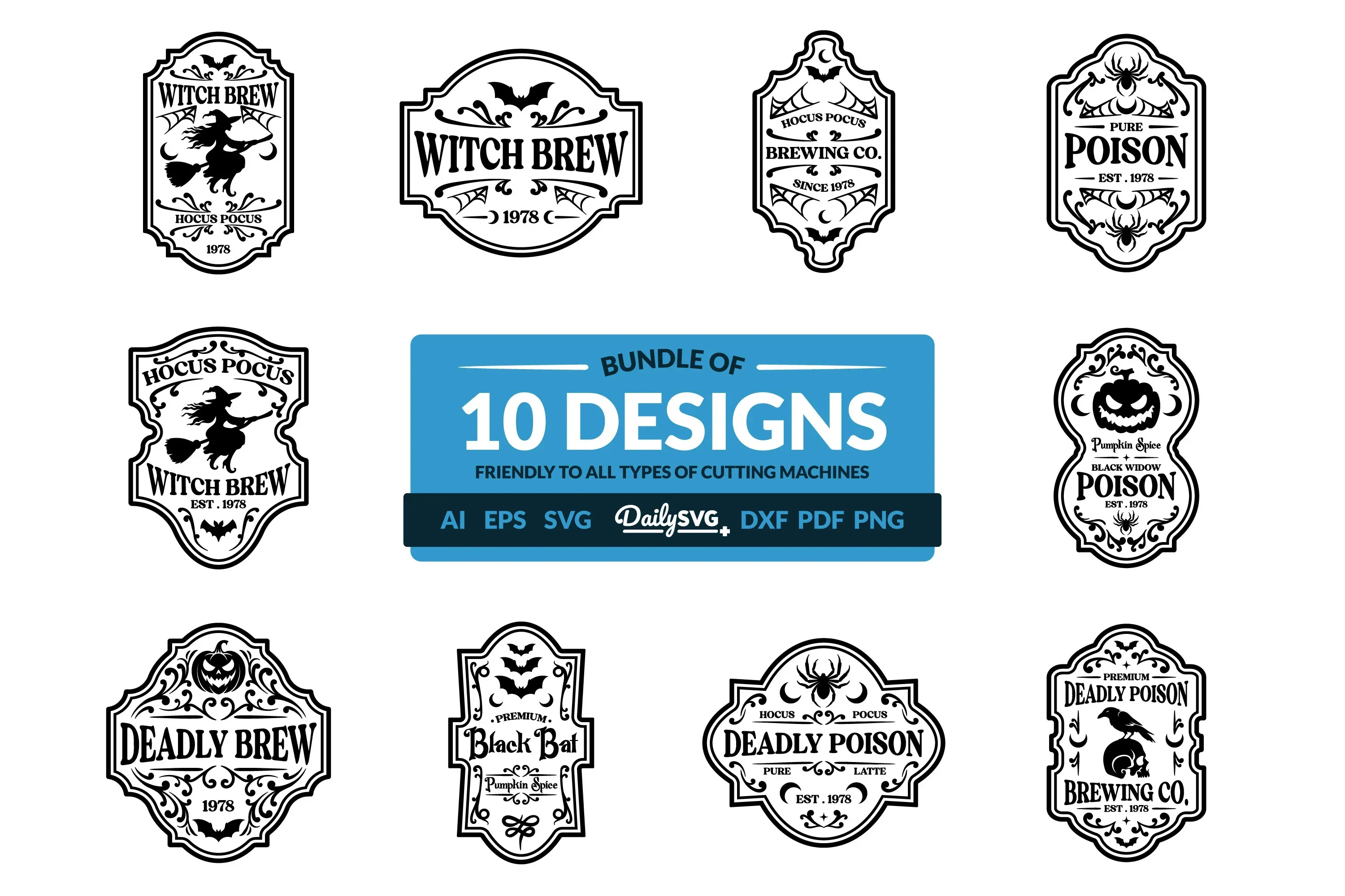 Halloween Bottle Label Clipart - Daily SVG Bundles