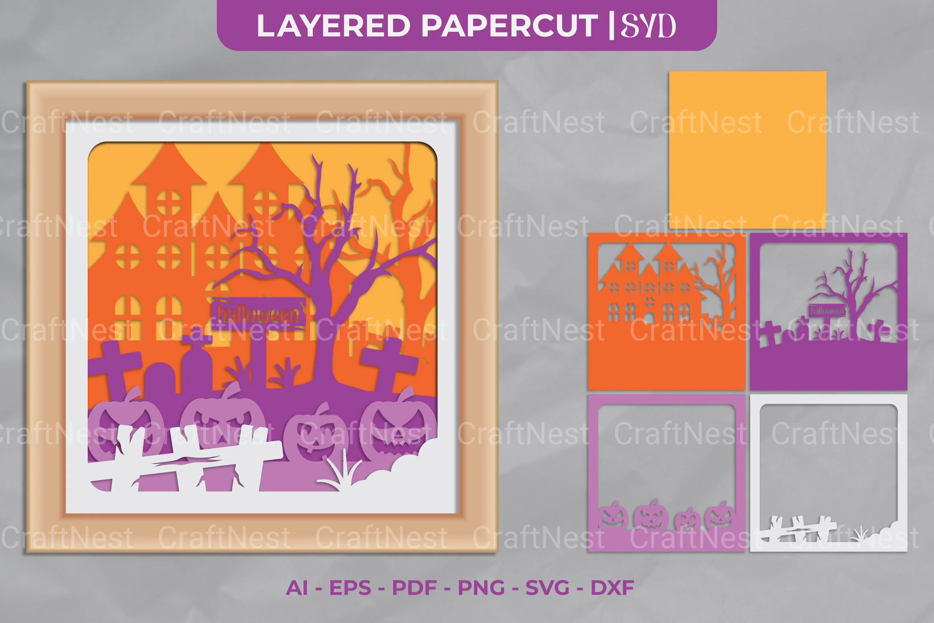 Halloween Castle 3D Shadow Box SVG Bundle