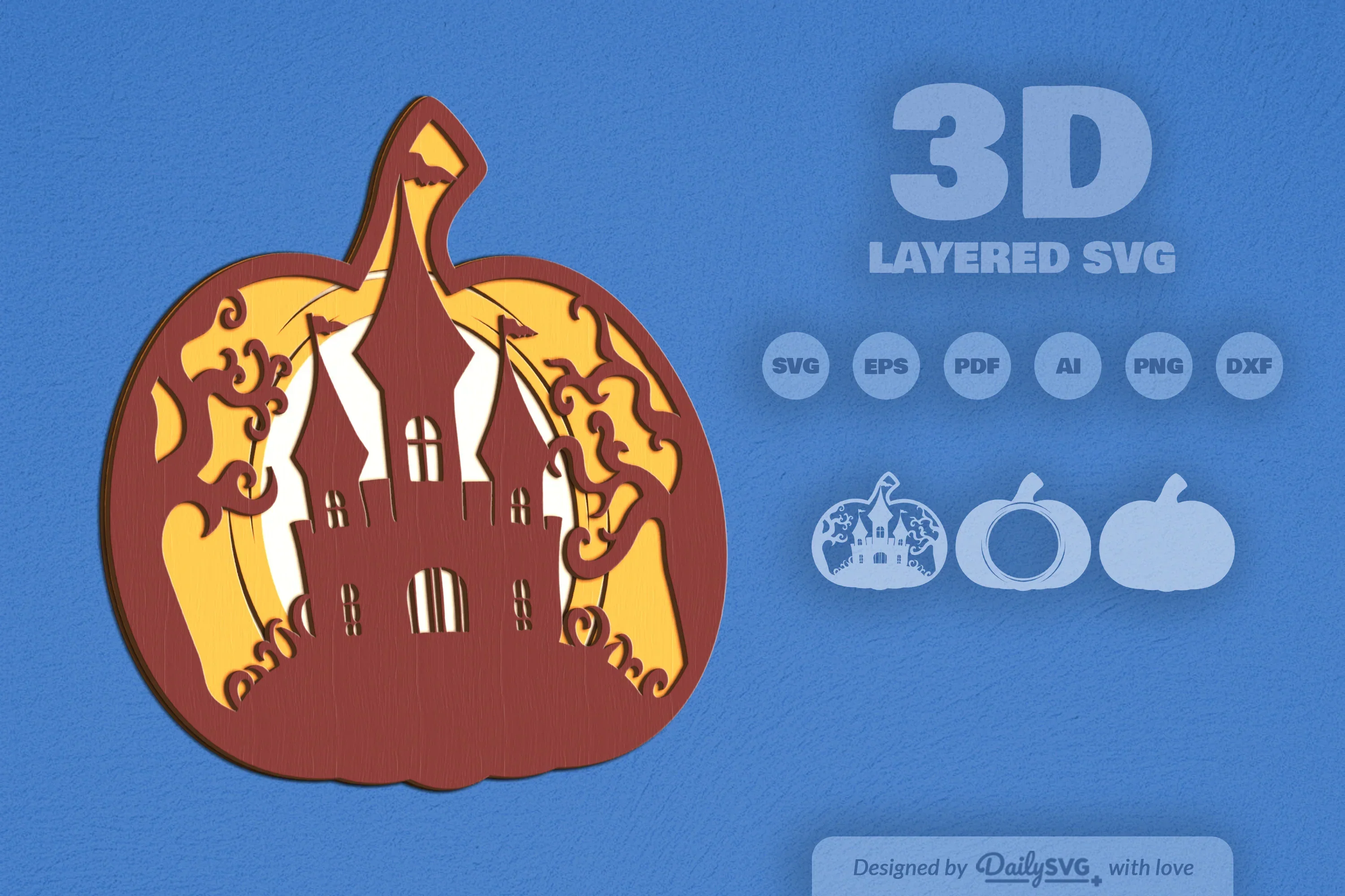 Halloween Castle Pumpkin Laser Cut SVG Bundle - Image 2