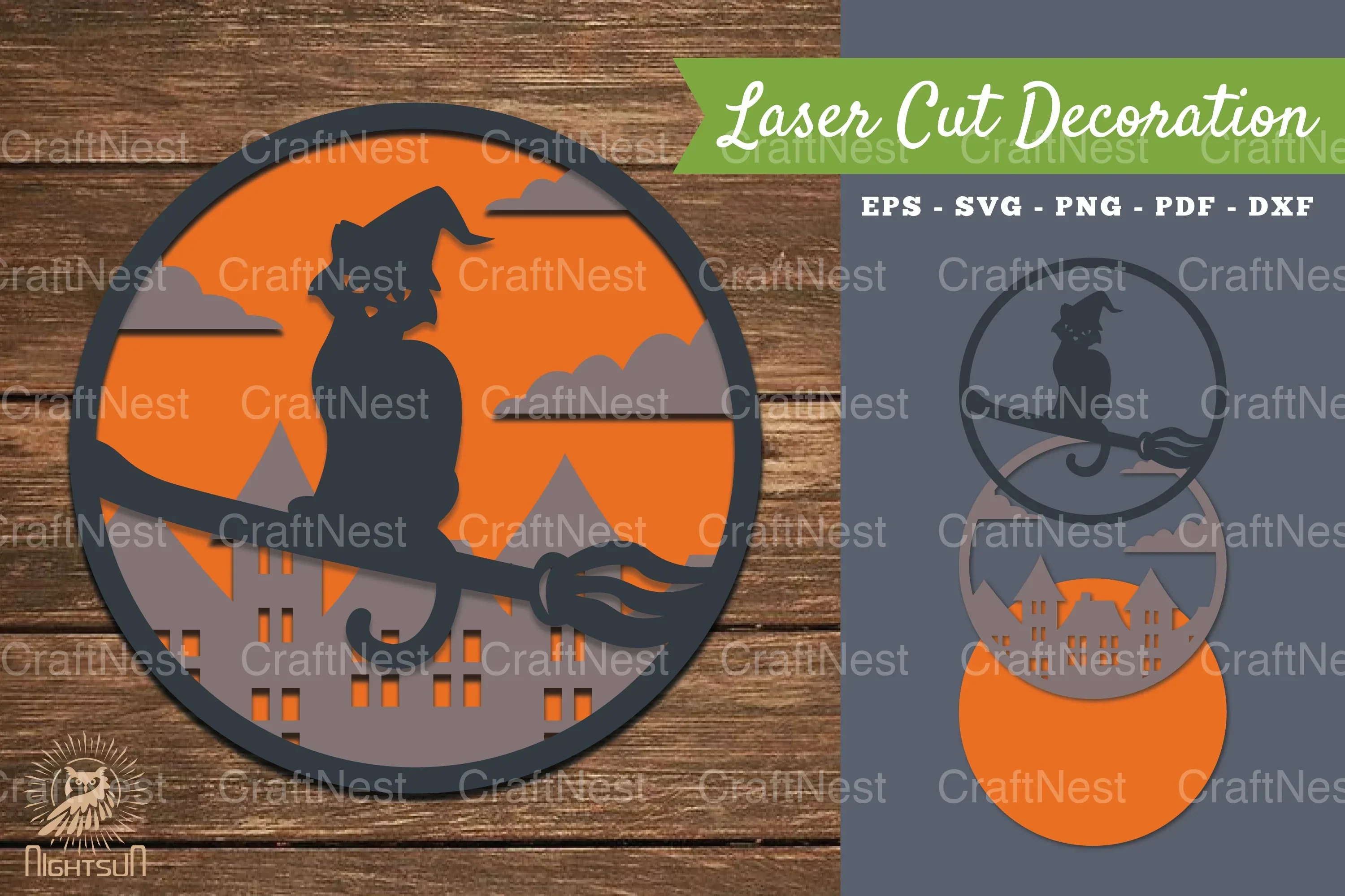 Halloween Cat Laser Cut Decoration Clipart Bundle