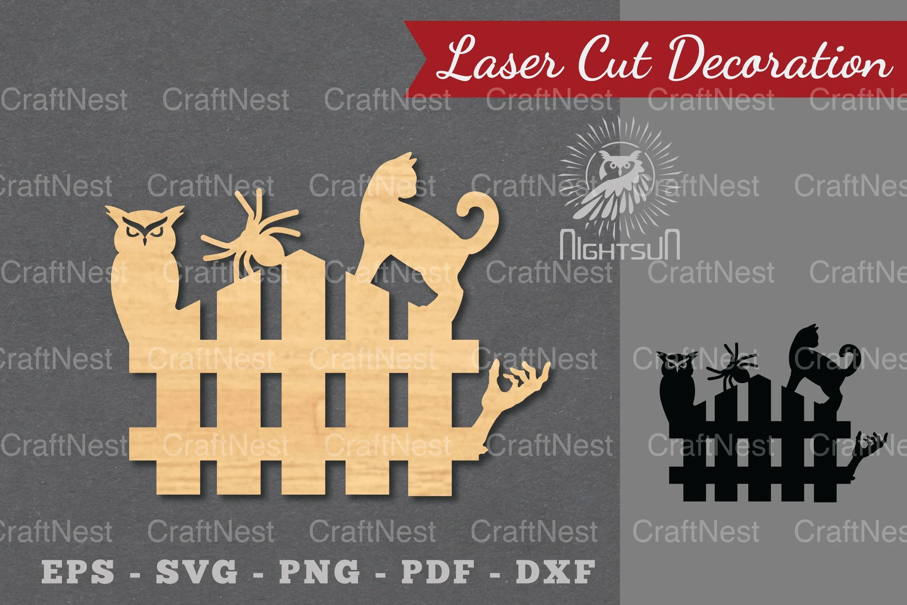 Halloween Cat Laser Cut Decoration Clipart Bundle