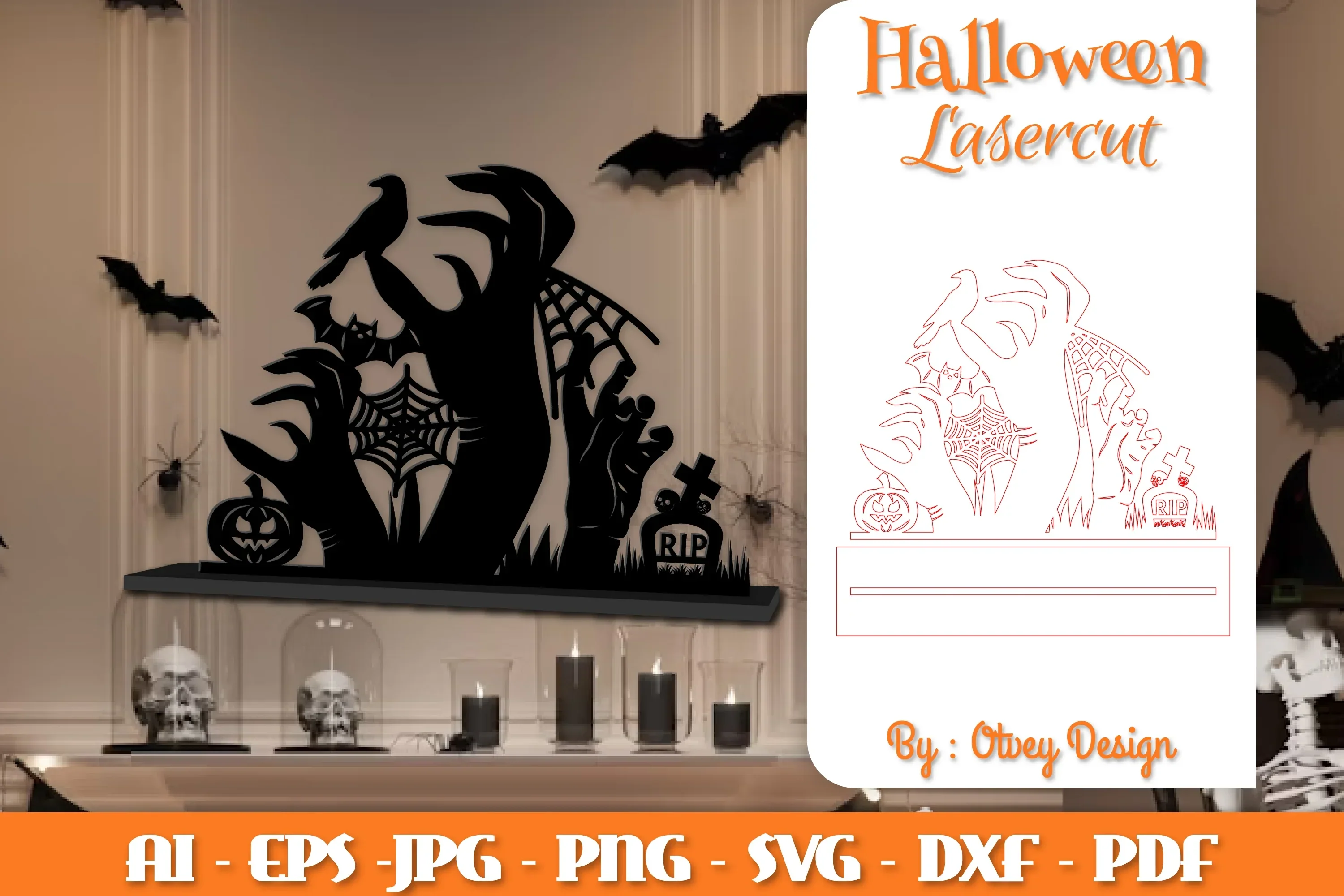 Halloween Decorations Lasercut SVG Bundle